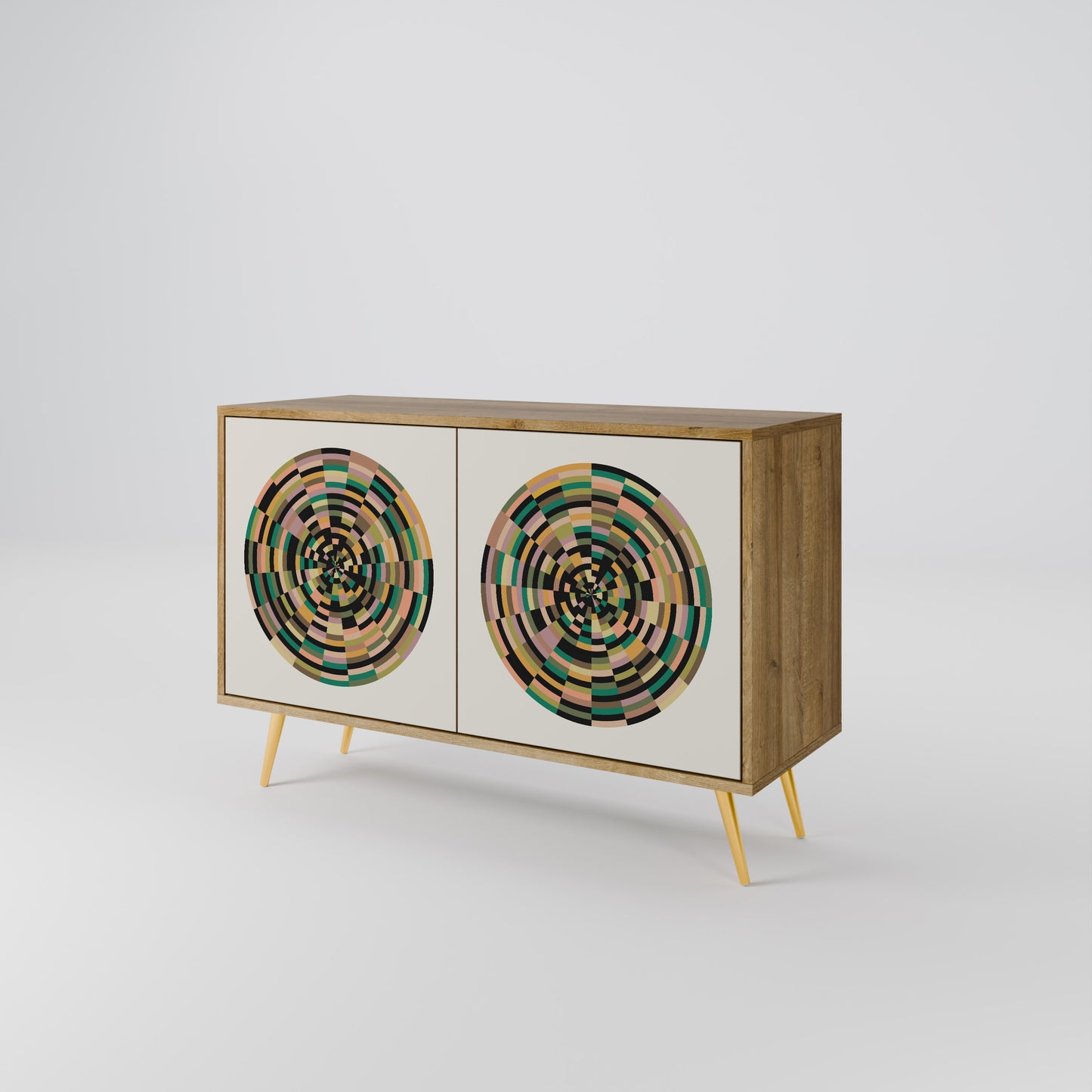 Credenza a 2 ante GREEN CIRCLES effetto rovere