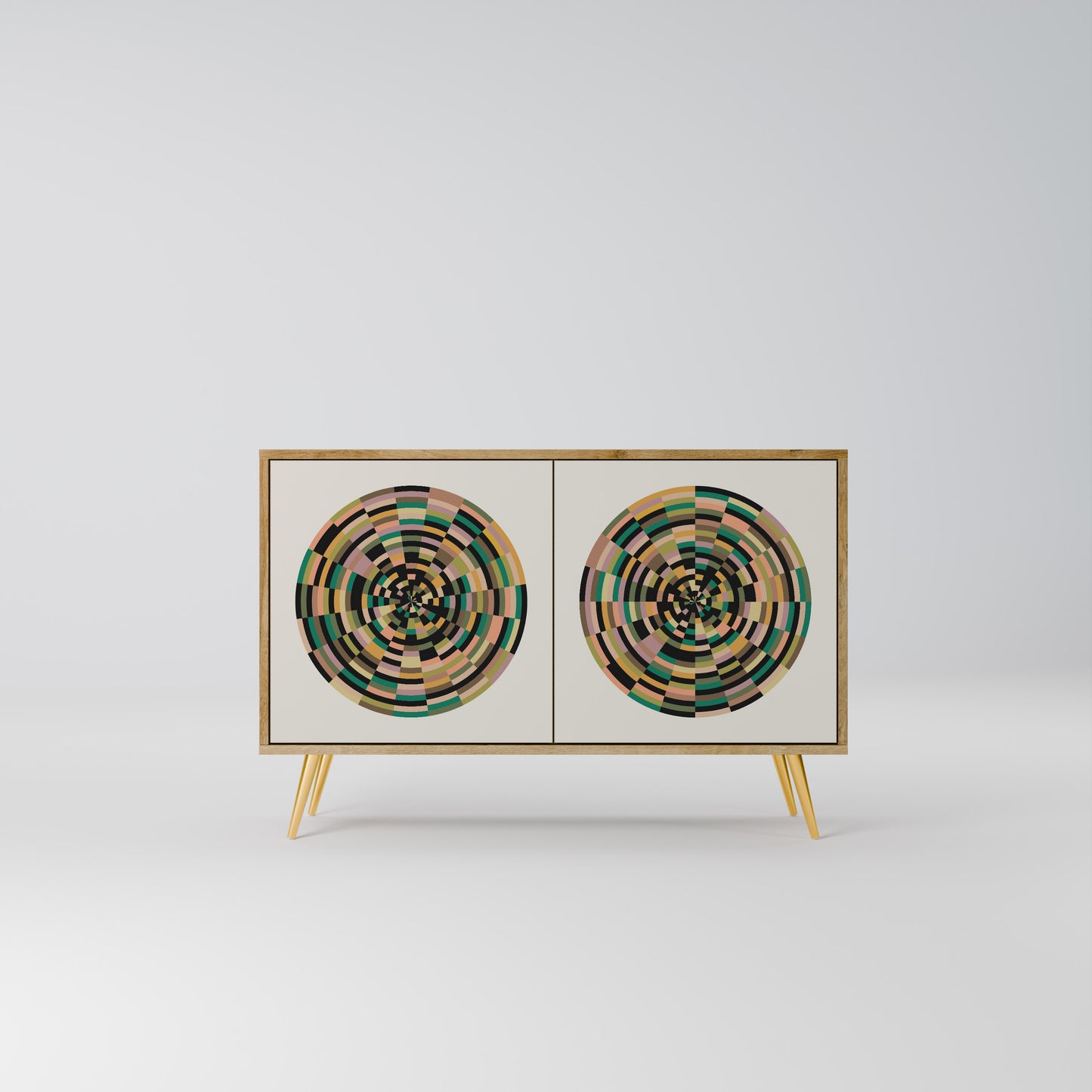 Credenza a 2 ante GREEN CIRCLES effetto rovere
