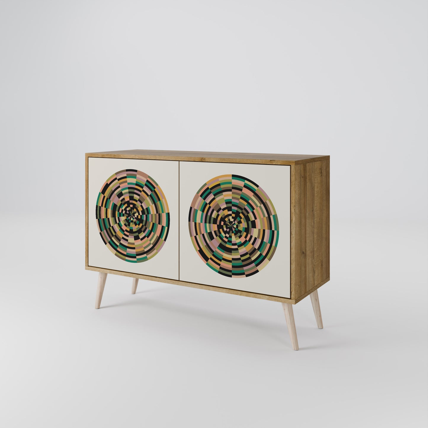 Credenza a 2 ante GREEN CIRCLES effetto rovere