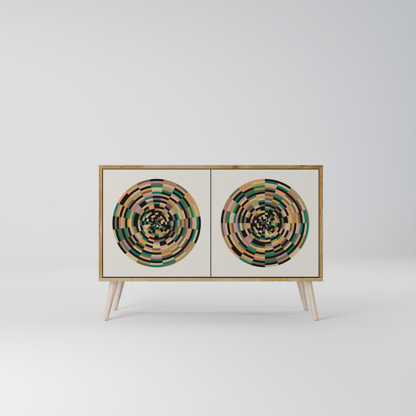 Credenza a 2 ante GREEN CIRCLES effetto rovere