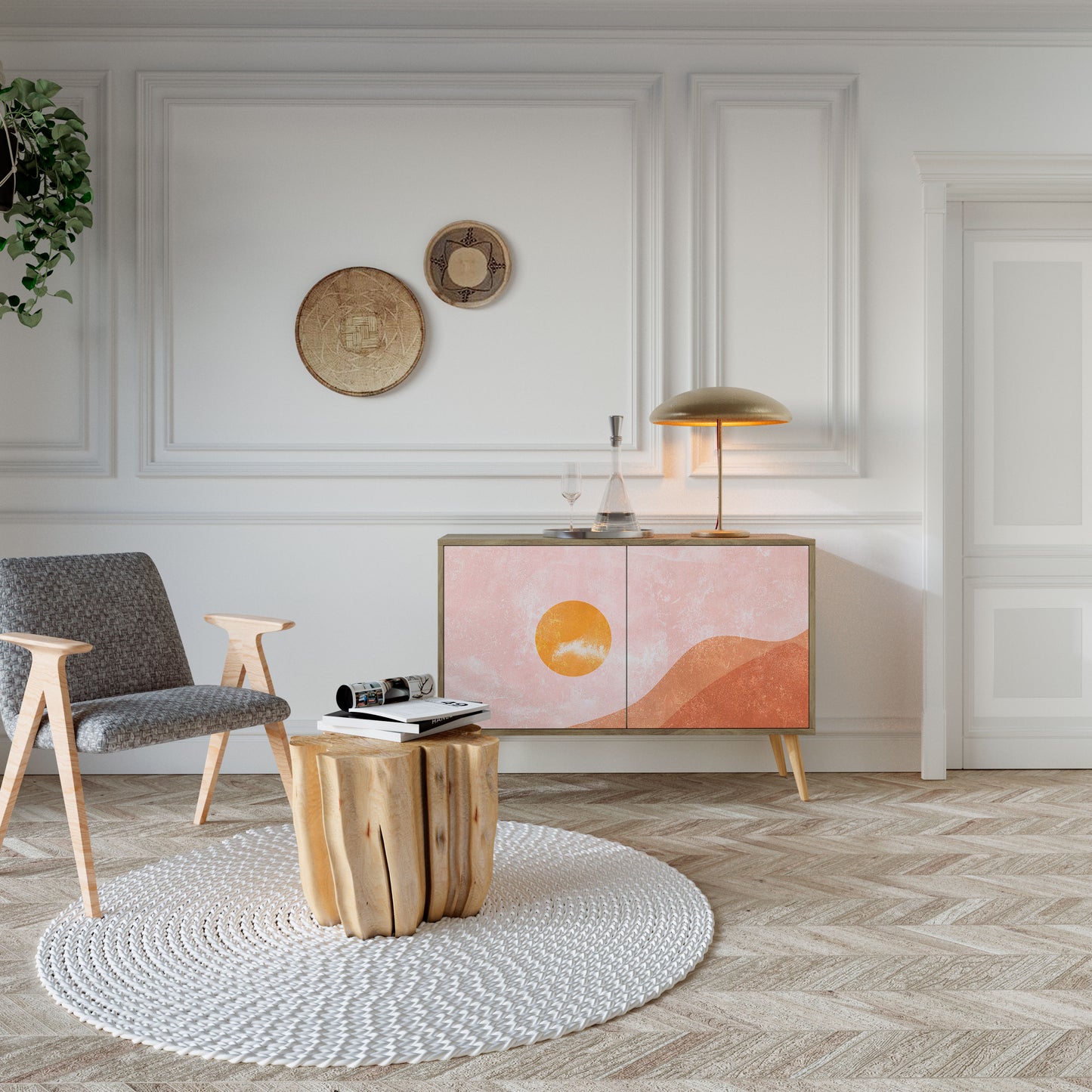 Credenza LUMINOUS SUNLIGHT a 2 ante in effetto rovere