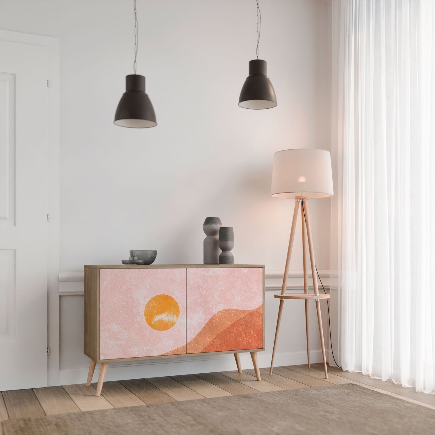 Credenza LUMINOUS SUNLIGHT a 2 ante in effetto rovere