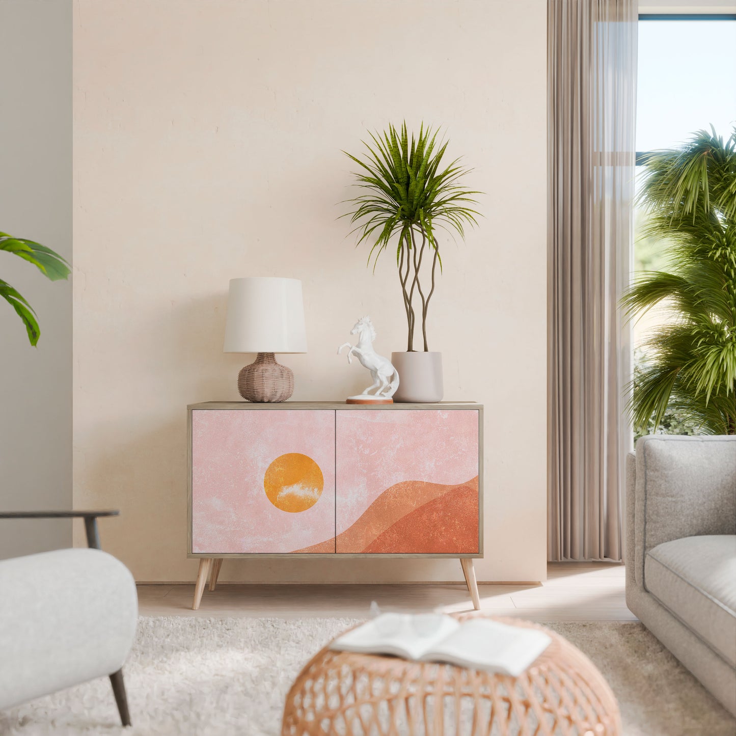 Credenza LUMINOUS SUNLIGHT a 2 ante in effetto rovere