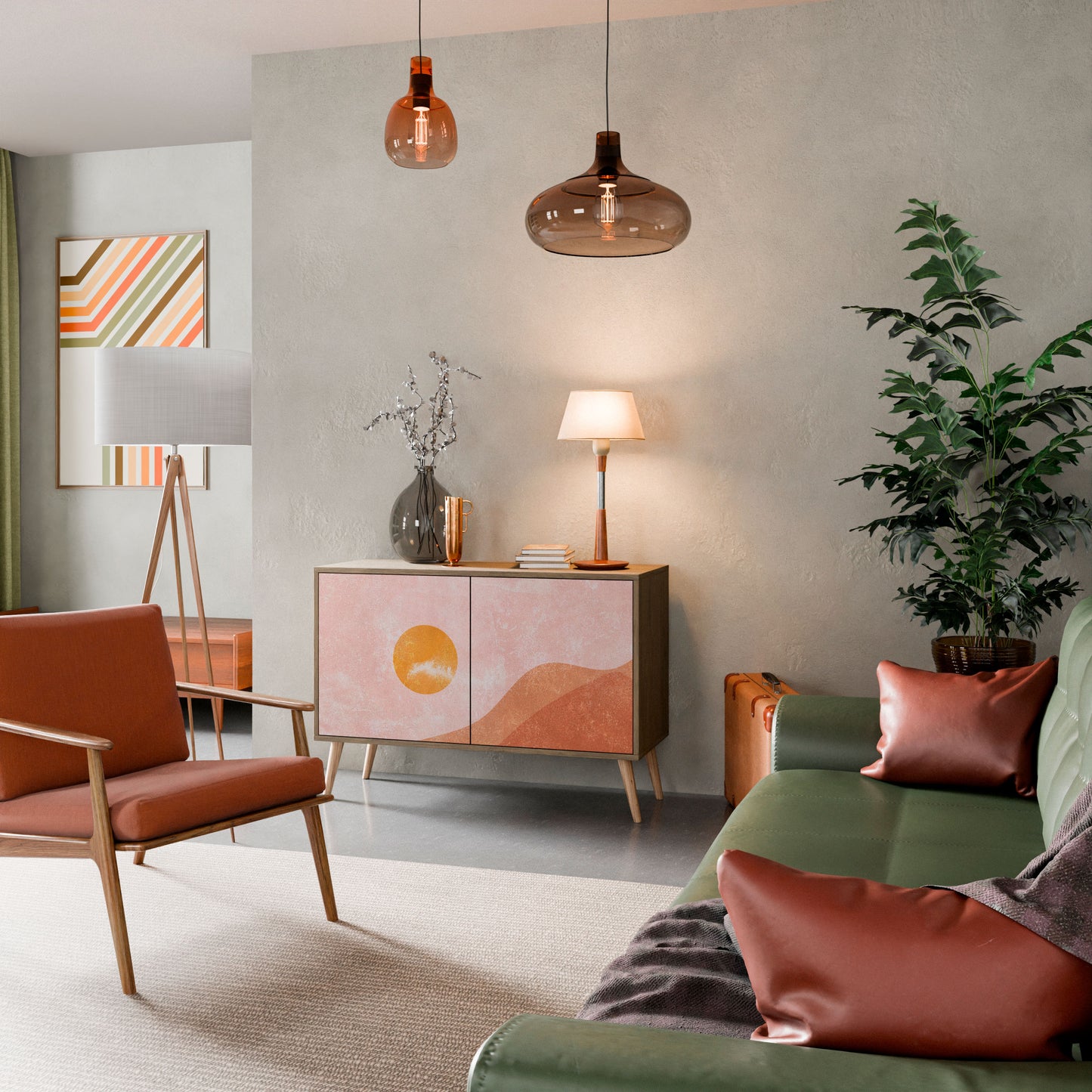 Credenza LUMINOUS SUNLIGHT a 2 ante in effetto rovere