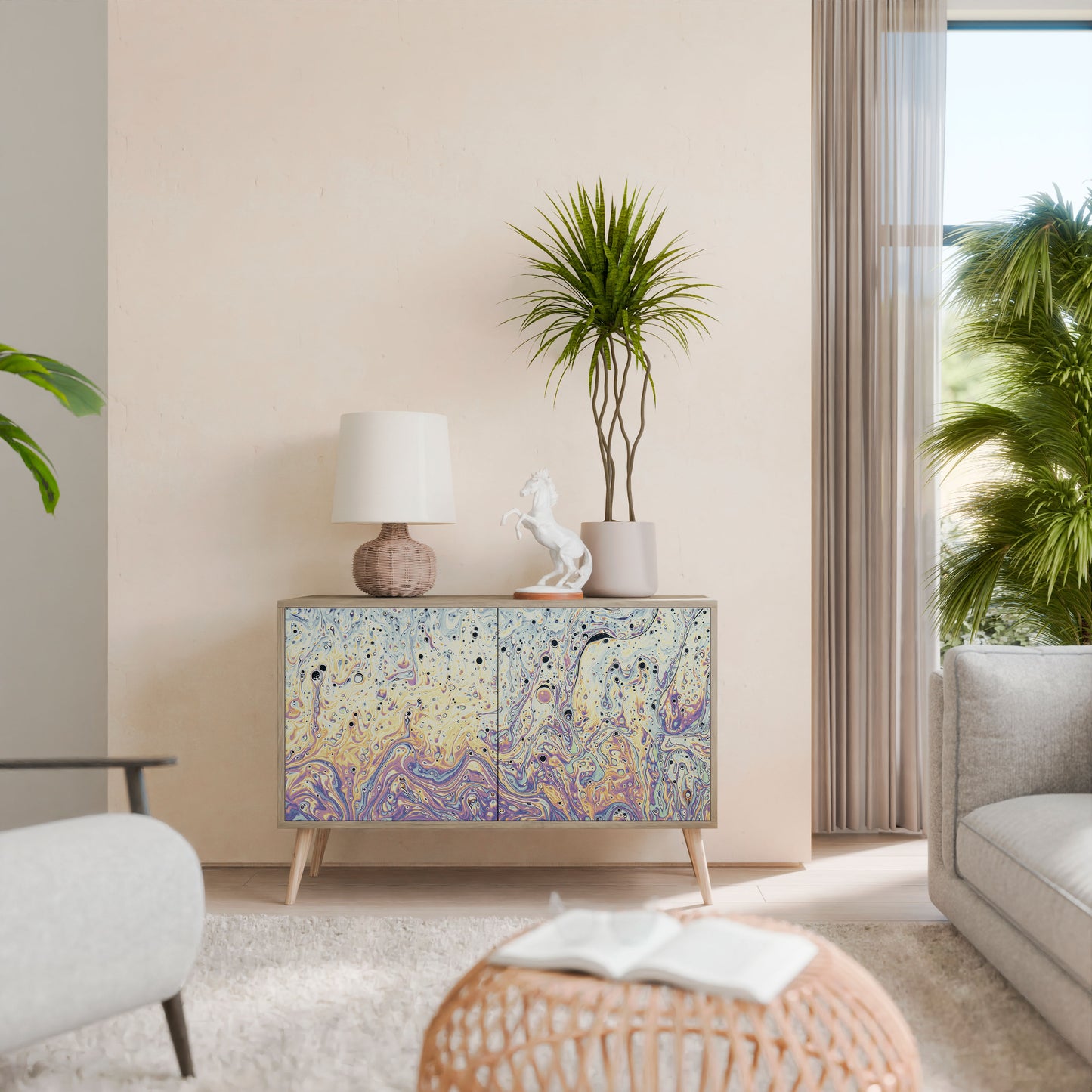 Credenza a 2 ante MOSAIC OF COLORS in effetto rovere