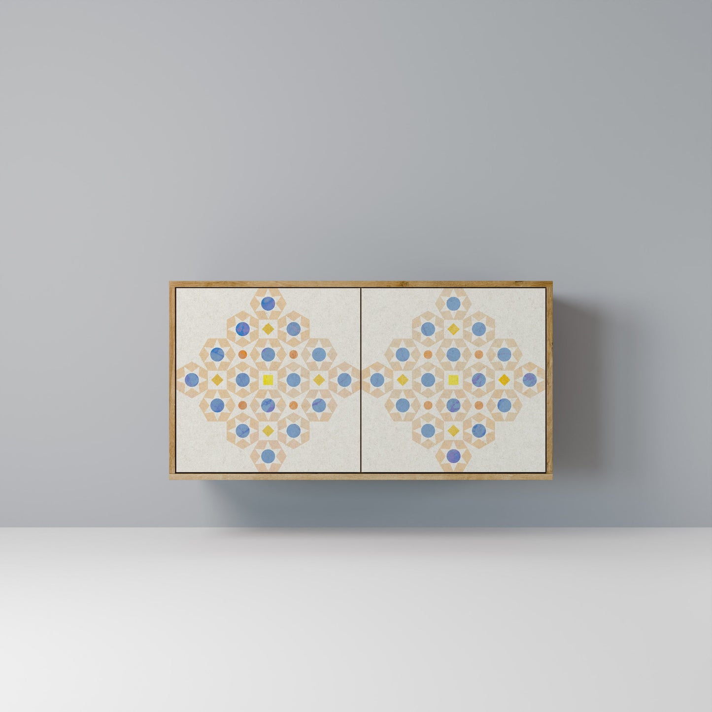 Credenza a 2 ante PATTERNED PRISM in effetto rovere