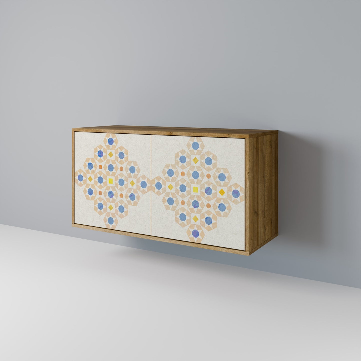 Credenza a 2 ante PATTERNED PRISM in effetto rovere