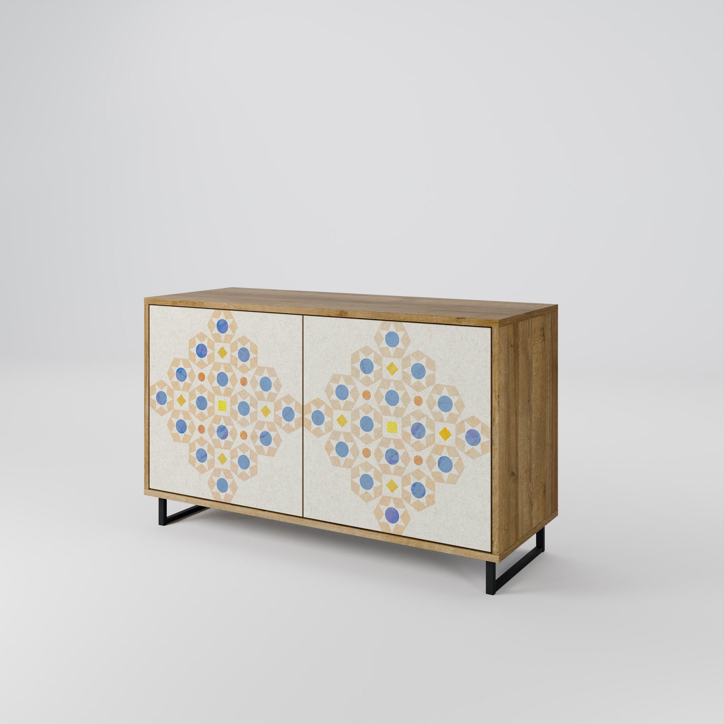 Credenza a 2 ante PATTERNED PRISM in effetto rovere