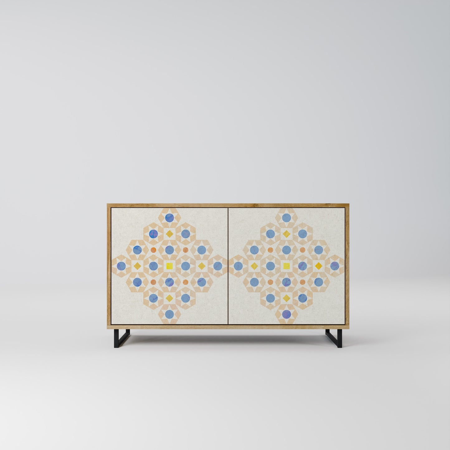Credenza a 2 ante PATTERNED PRISM in effetto rovere