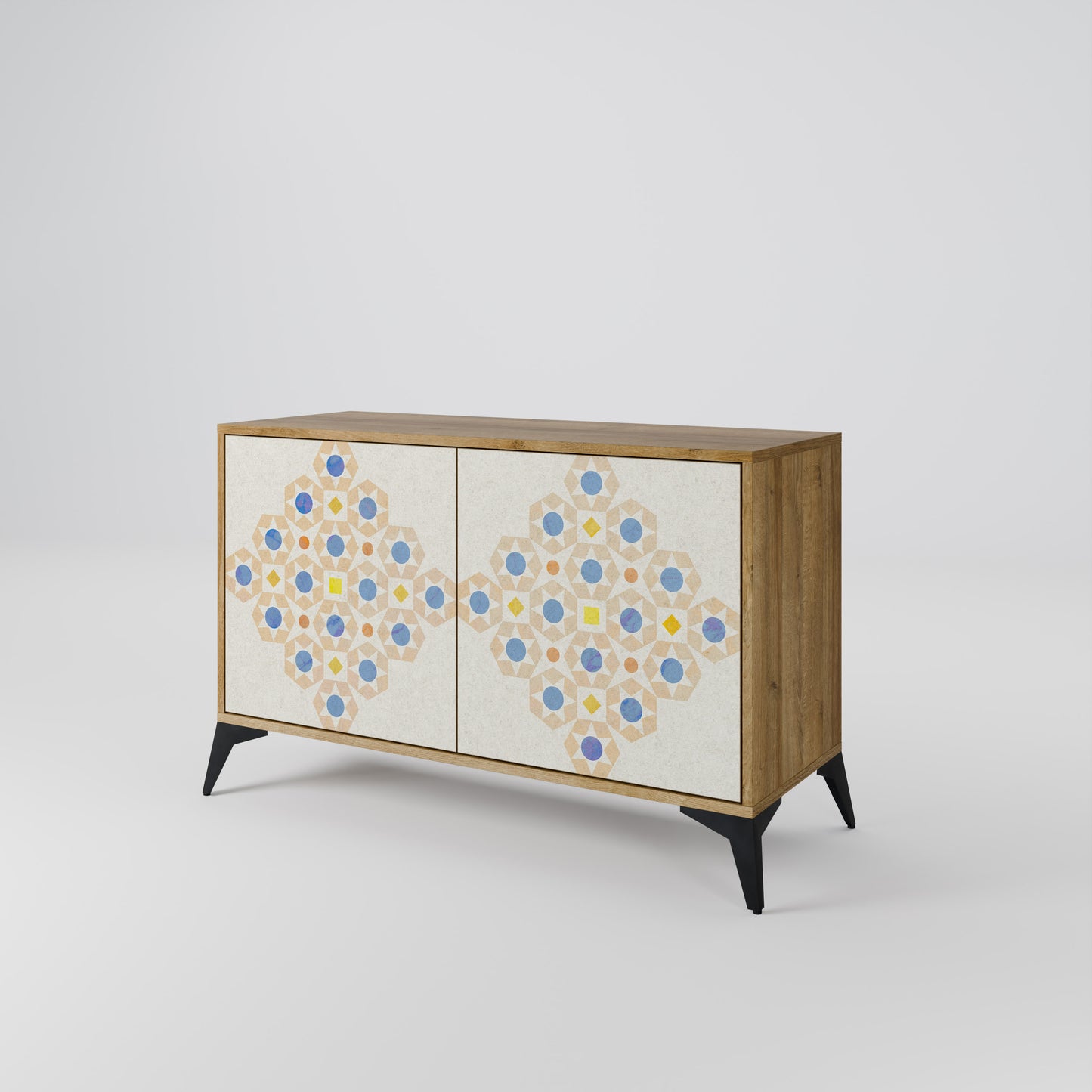 Credenza a 2 ante PATTERNED PRISM in effetto rovere