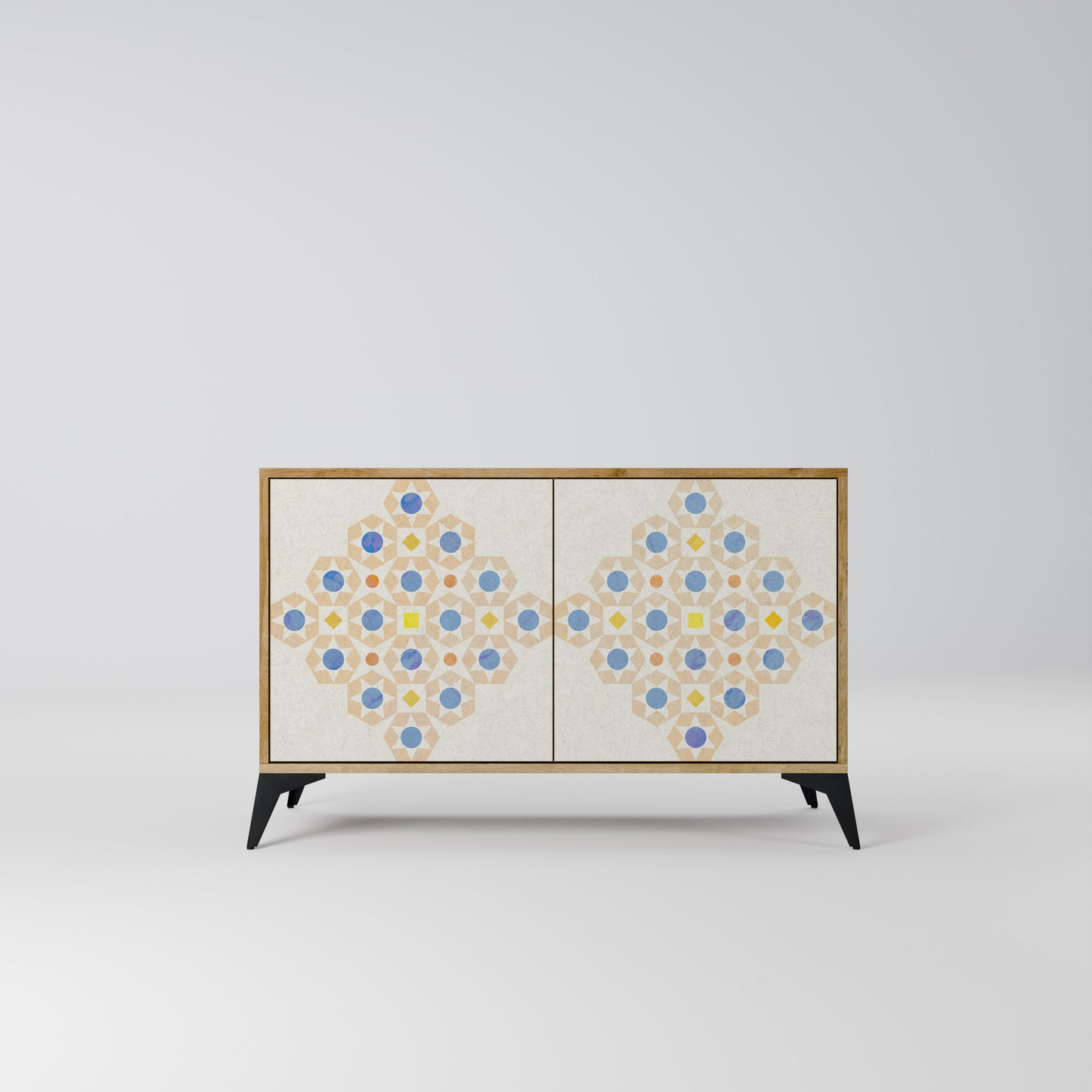 Credenza a 2 ante PATTERNED PRISM in effetto rovere