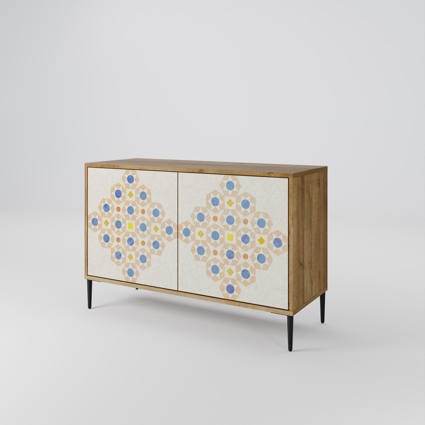 Credenza a 2 ante PATTERNED PRISM in effetto rovere