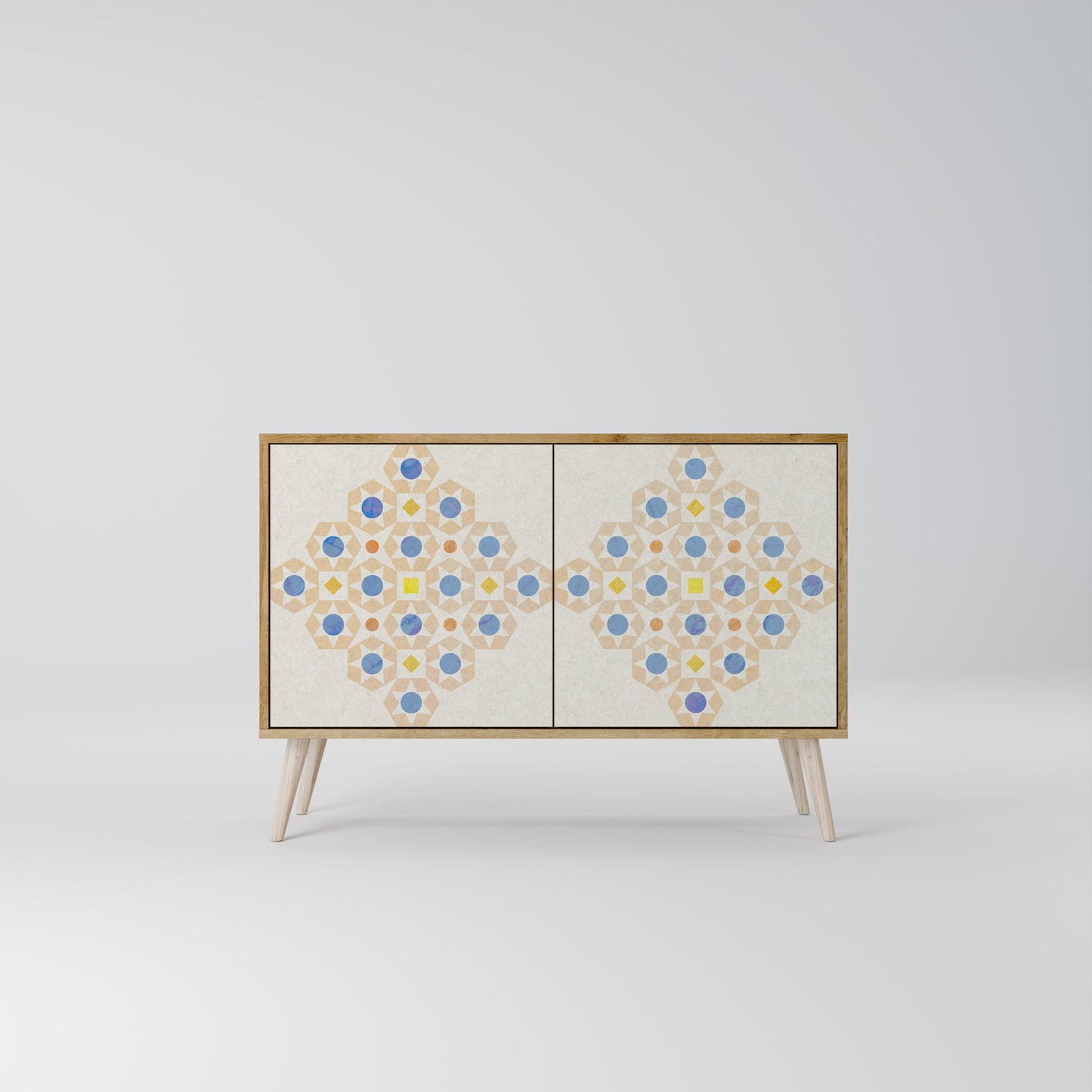Credenza a 2 ante PATTERNED PRISM in effetto rovere