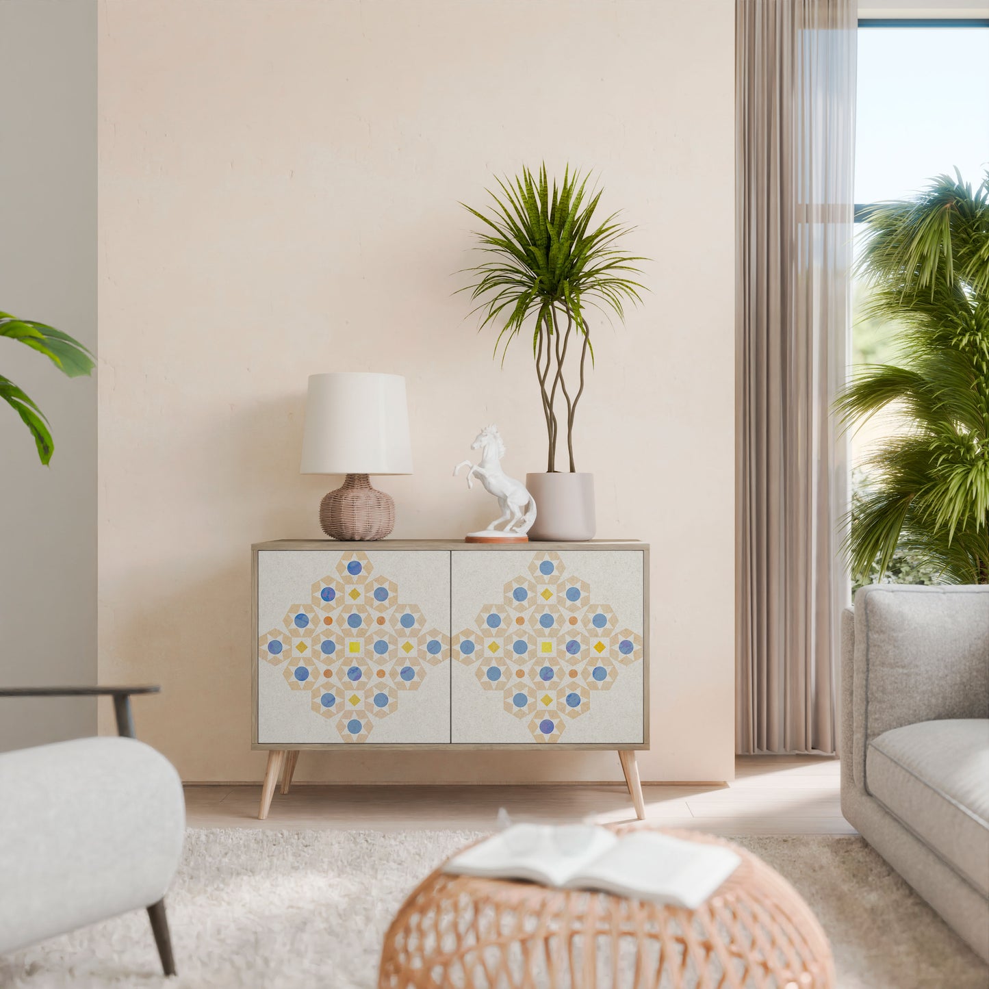 Credenza a 2 ante PATTERNED PRISM in effetto rovere
