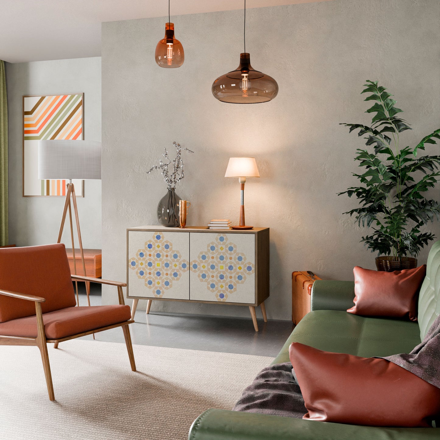 Credenza a 2 ante PATTERNED PRISM in effetto rovere