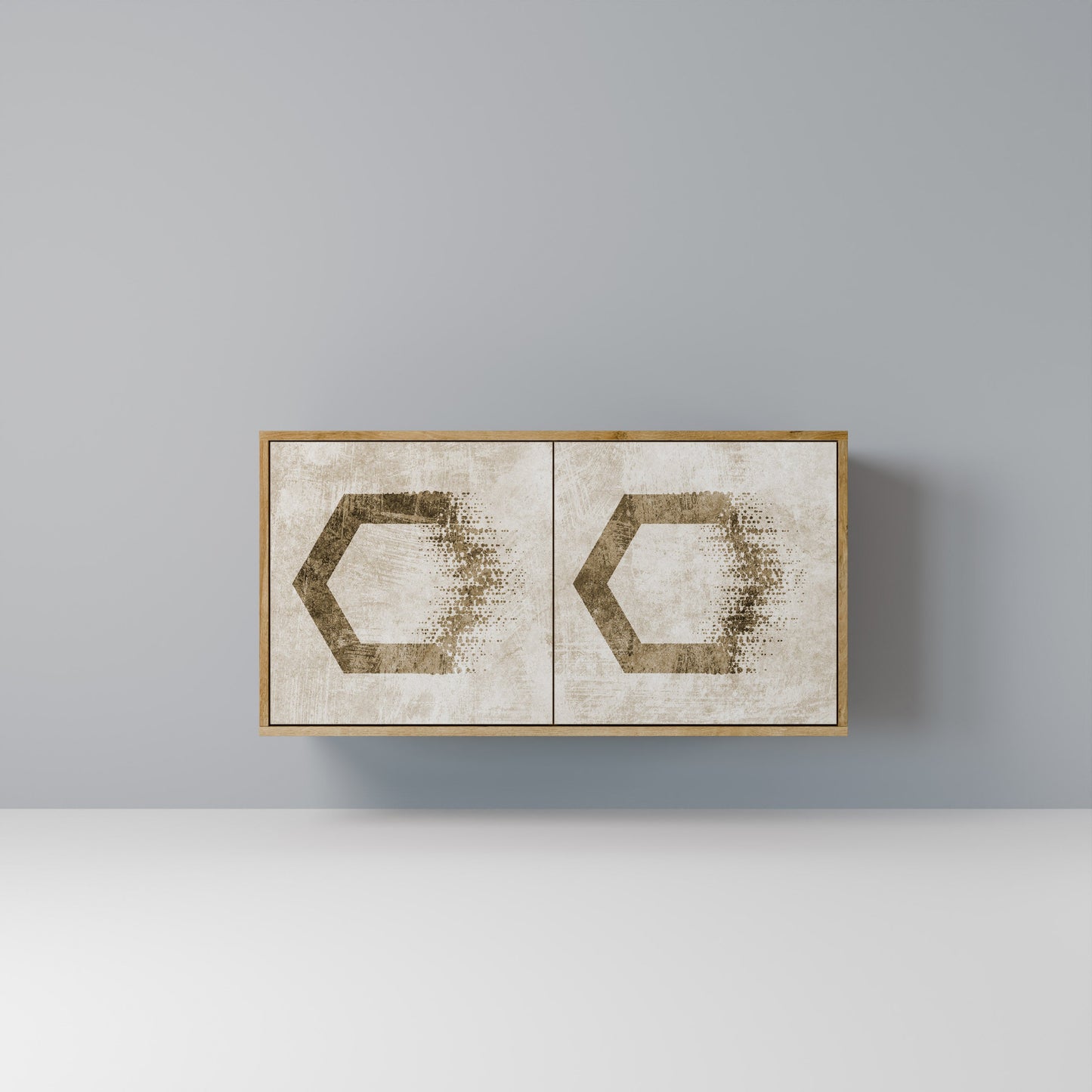 Credenza a 2 ante HEXAGONAL SHAPES in effetto rovere