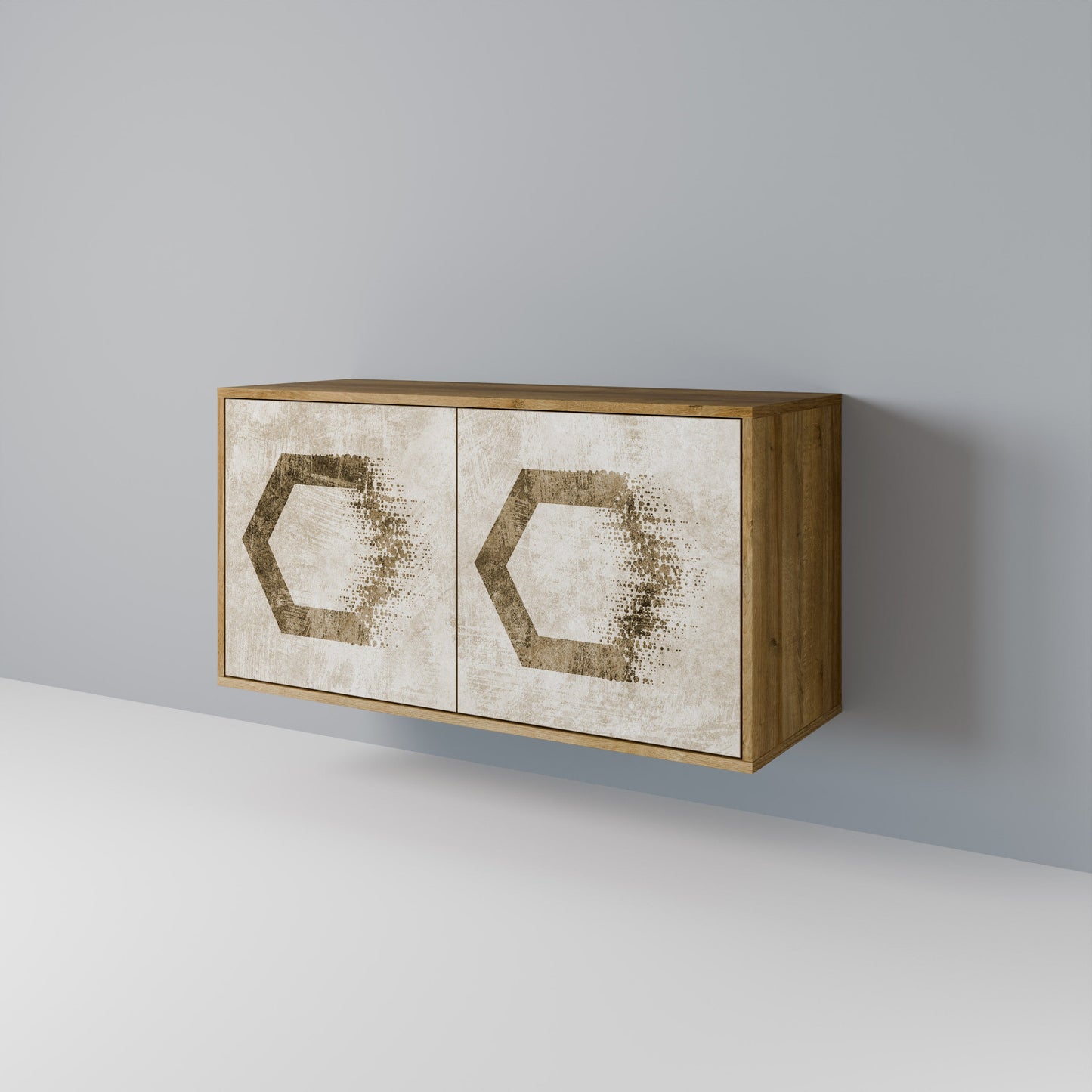 Credenza a 2 ante HEXAGONAL SHAPES in effetto rovere