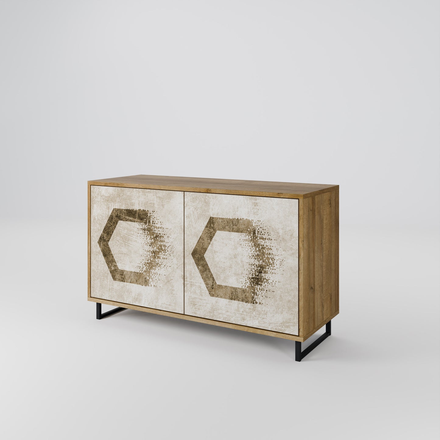 Credenza a 2 ante HEXAGONAL SHAPES in effetto rovere