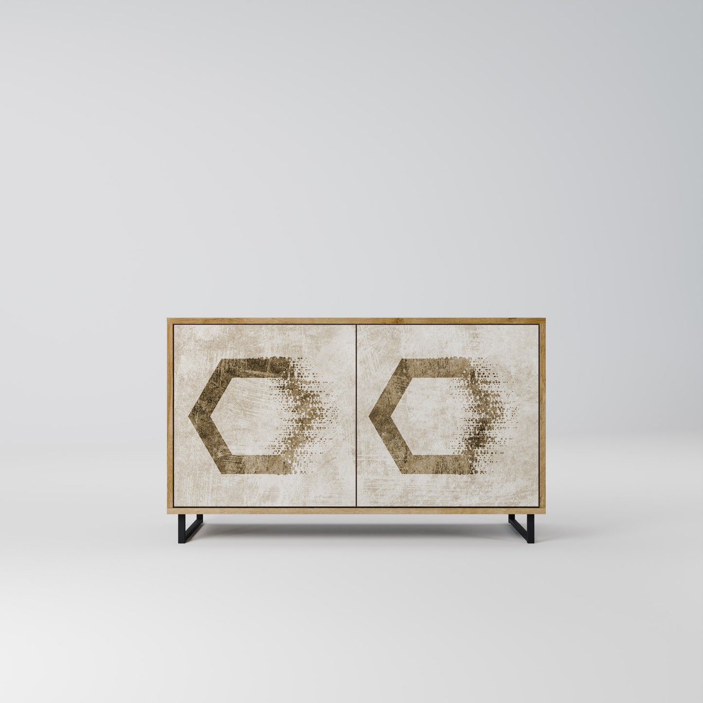 Credenza a 2 ante HEXAGONAL SHAPES in effetto rovere