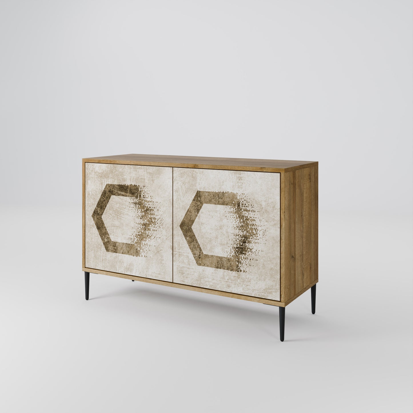 Credenza a 2 ante HEXAGONAL SHAPES in effetto rovere