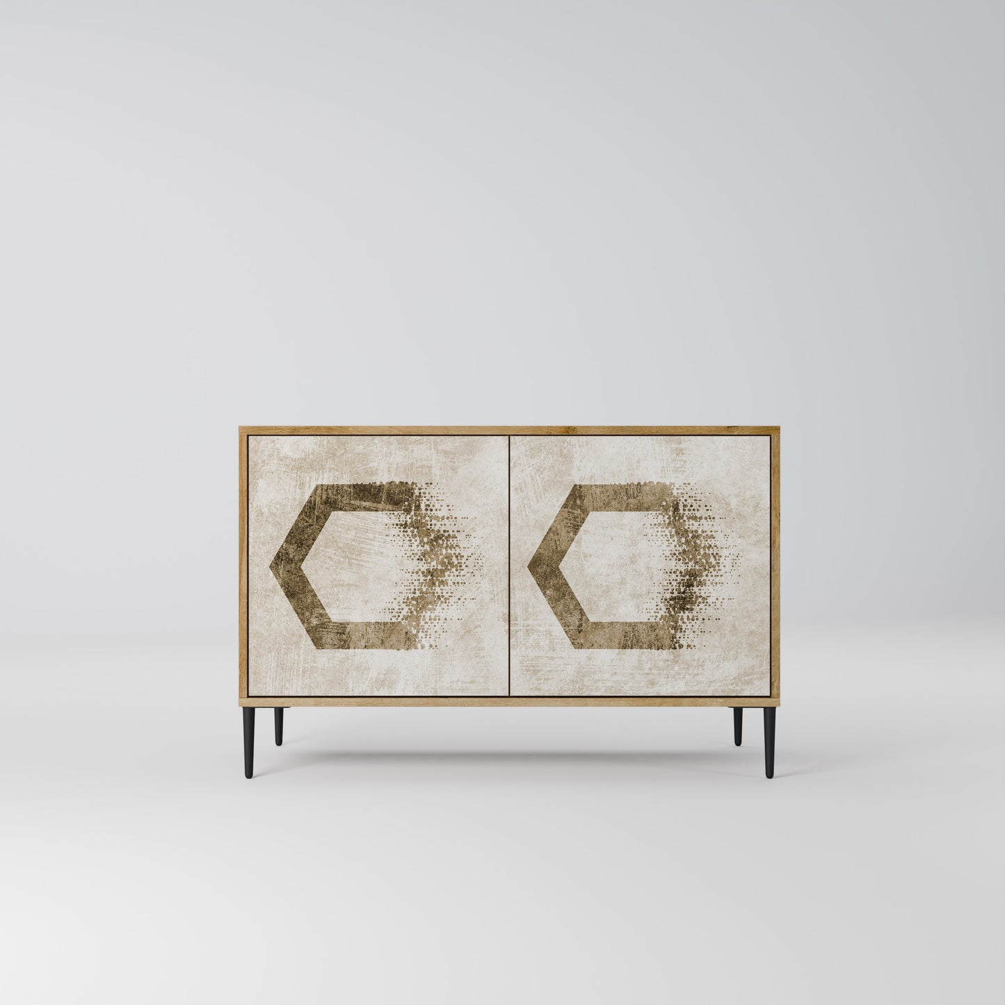 Credenza a 2 ante HEXAGONAL SHAPES in effetto rovere