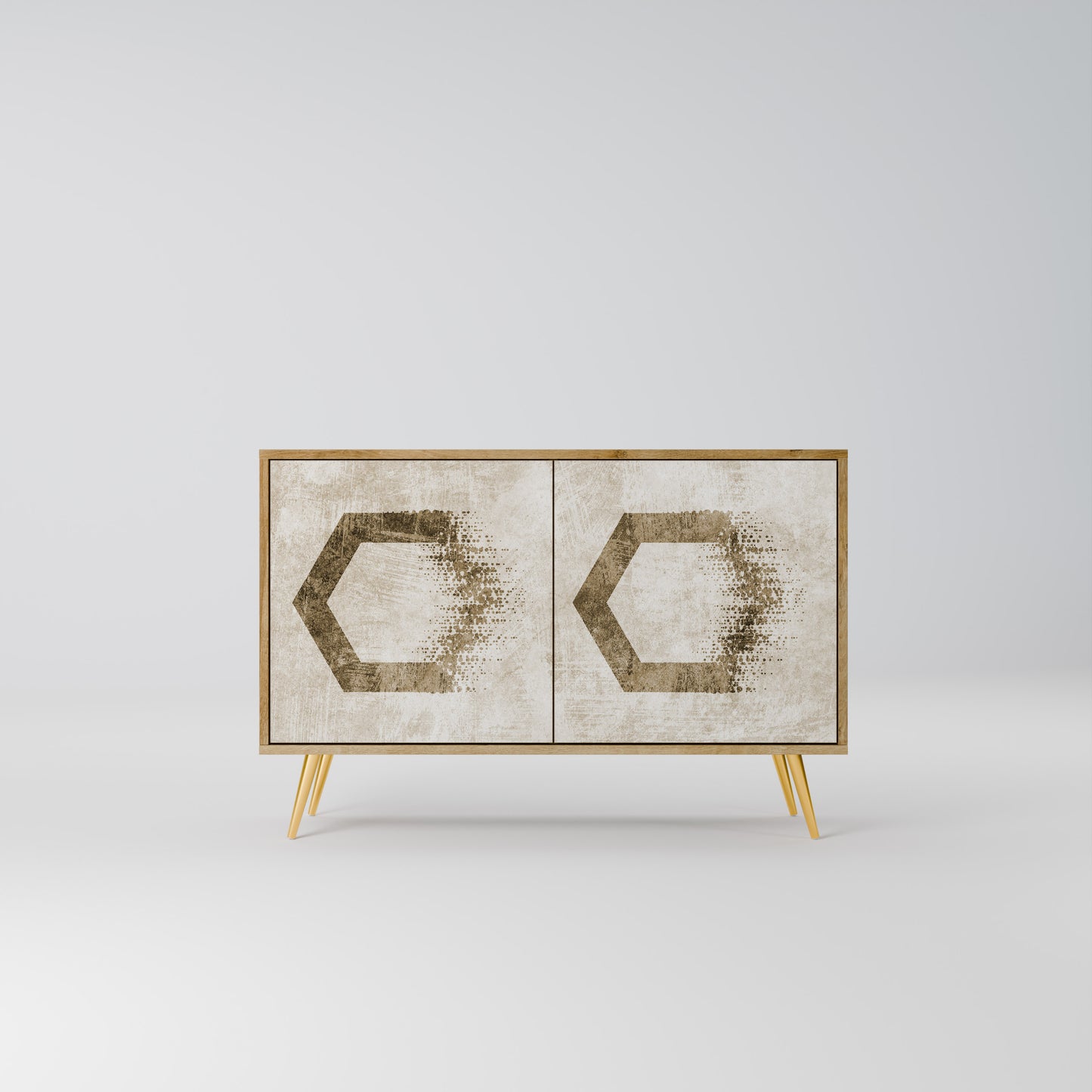 Credenza a 2 ante HEXAGONAL SHAPES in effetto rovere