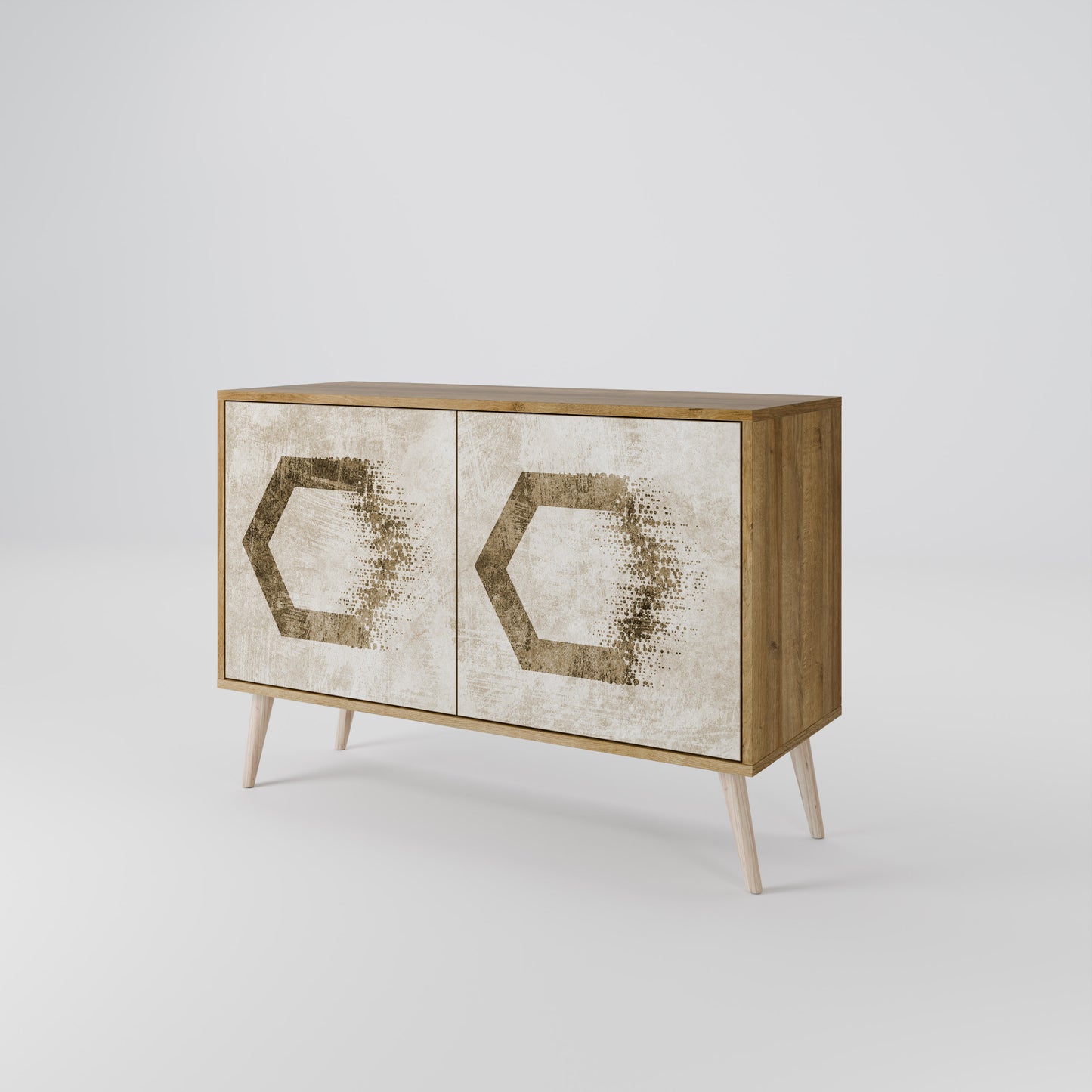 Credenza a 2 ante HEXAGONAL SHAPES in effetto rovere