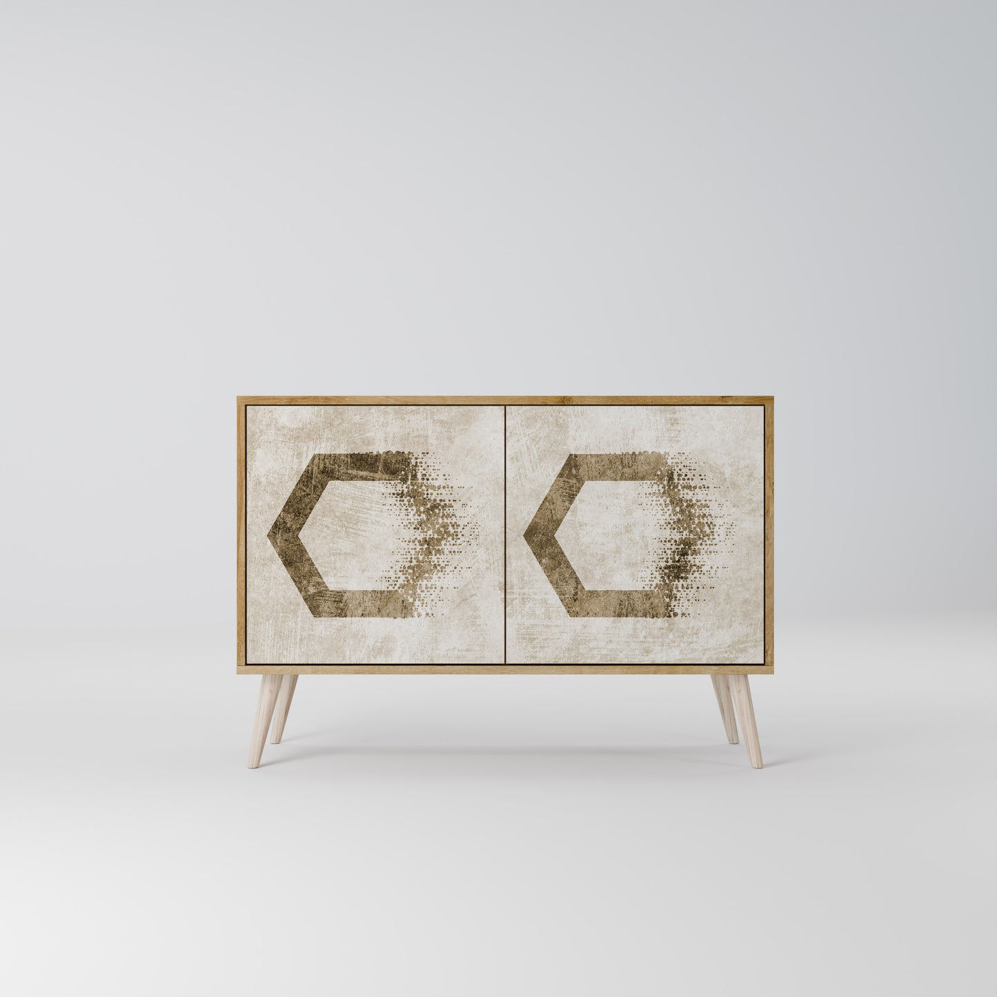 Credenza a 2 ante HEXAGONAL SHAPES in effetto rovere