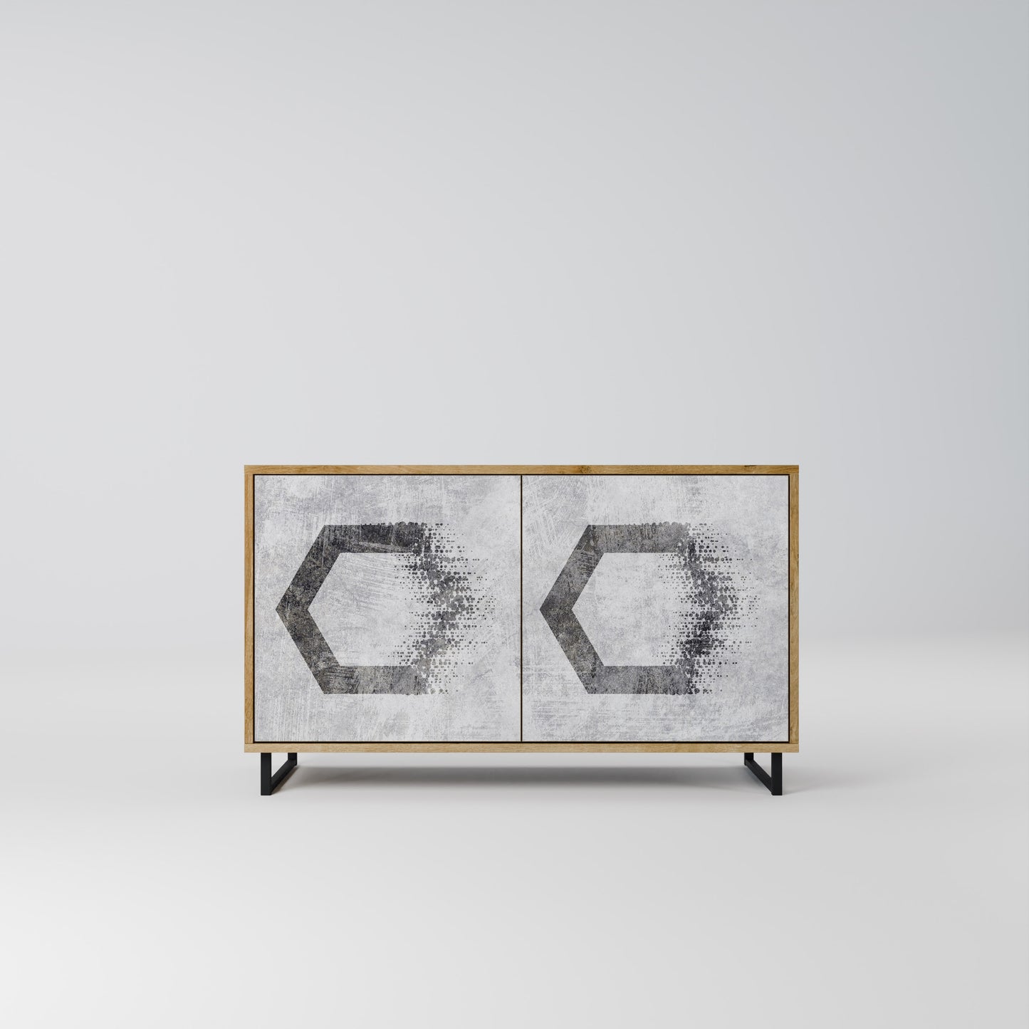 Credenza a 2 ante HEXAGONAL FIGURES in effetto rovere