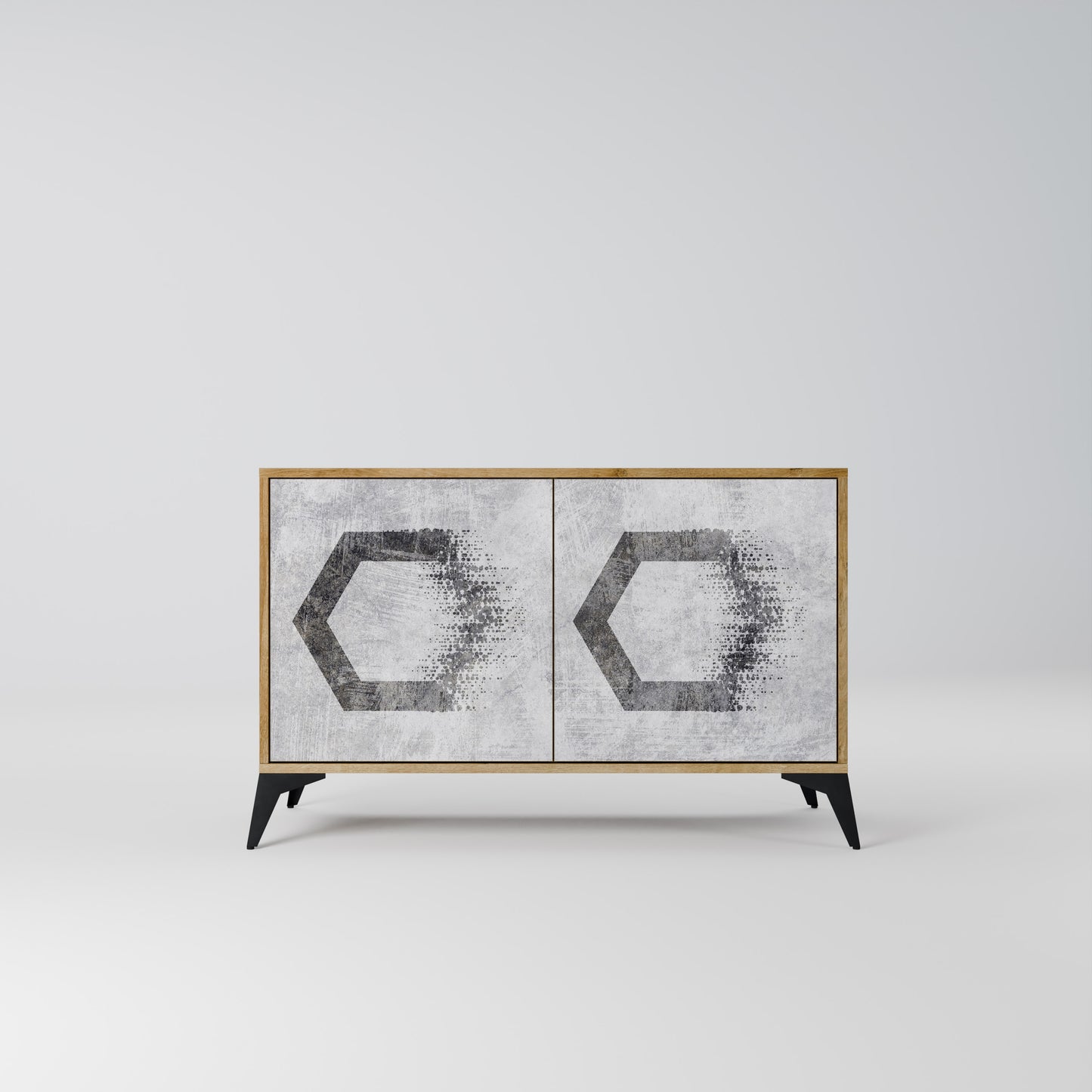 Credenza a 2 ante HEXAGONAL FIGURES in effetto rovere