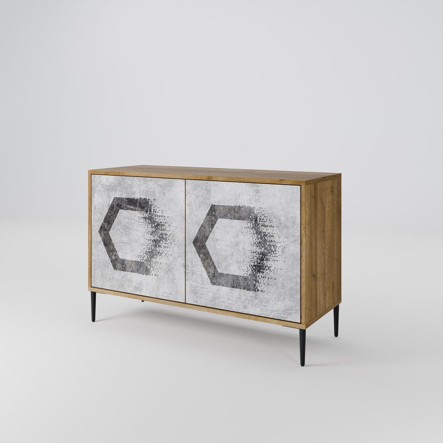 Credenza a 2 ante HEXAGONAL FIGURES in effetto rovere