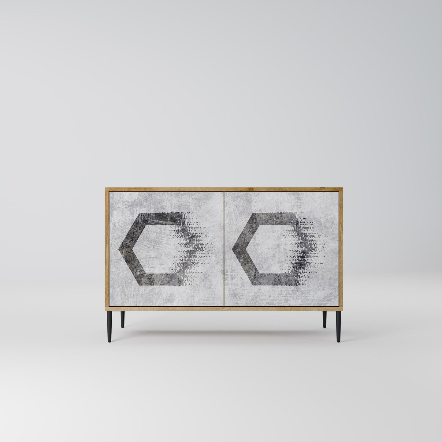 Credenza a 2 ante HEXAGONAL FIGURES in effetto rovere