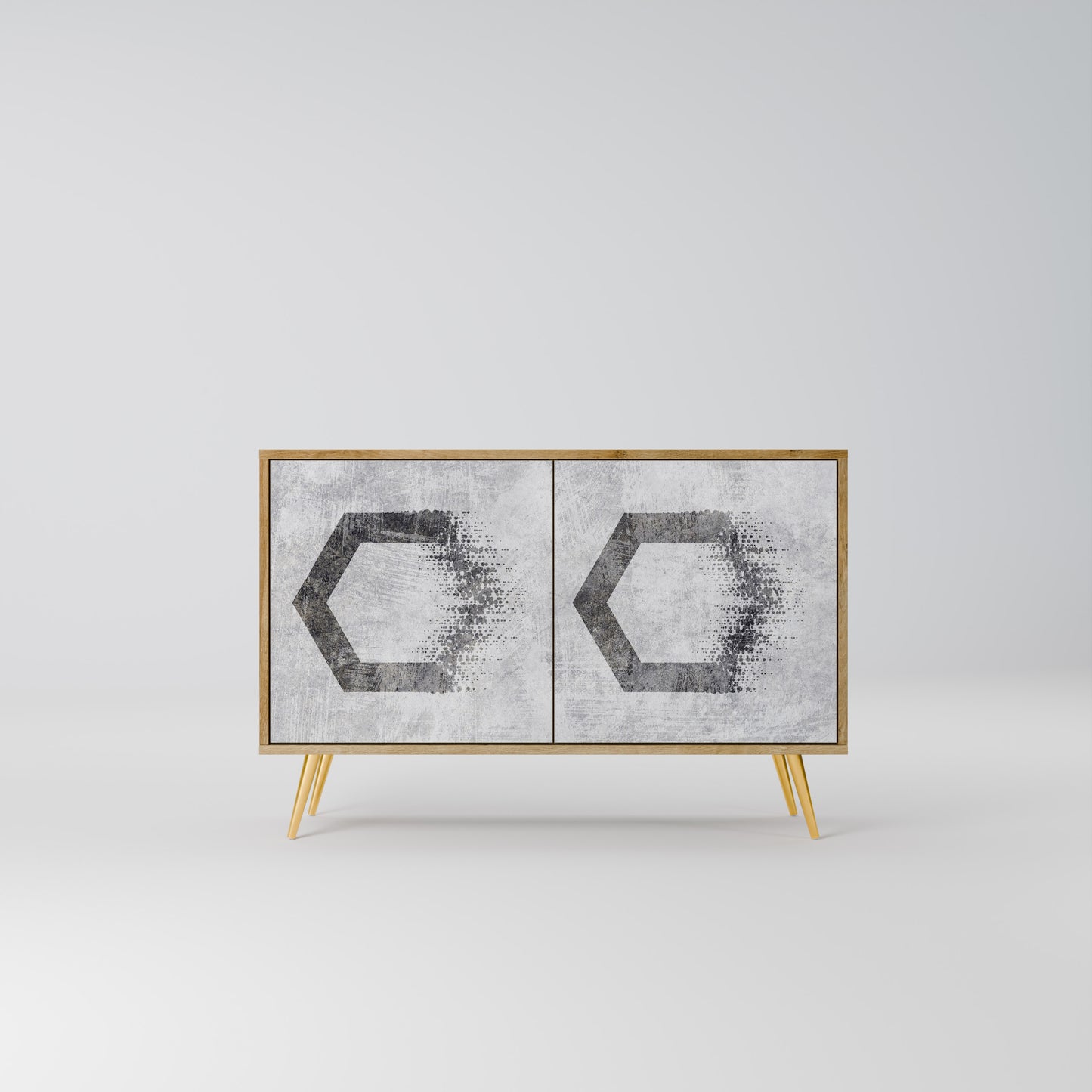Credenza a 2 ante HEXAGONAL FIGURES in effetto rovere