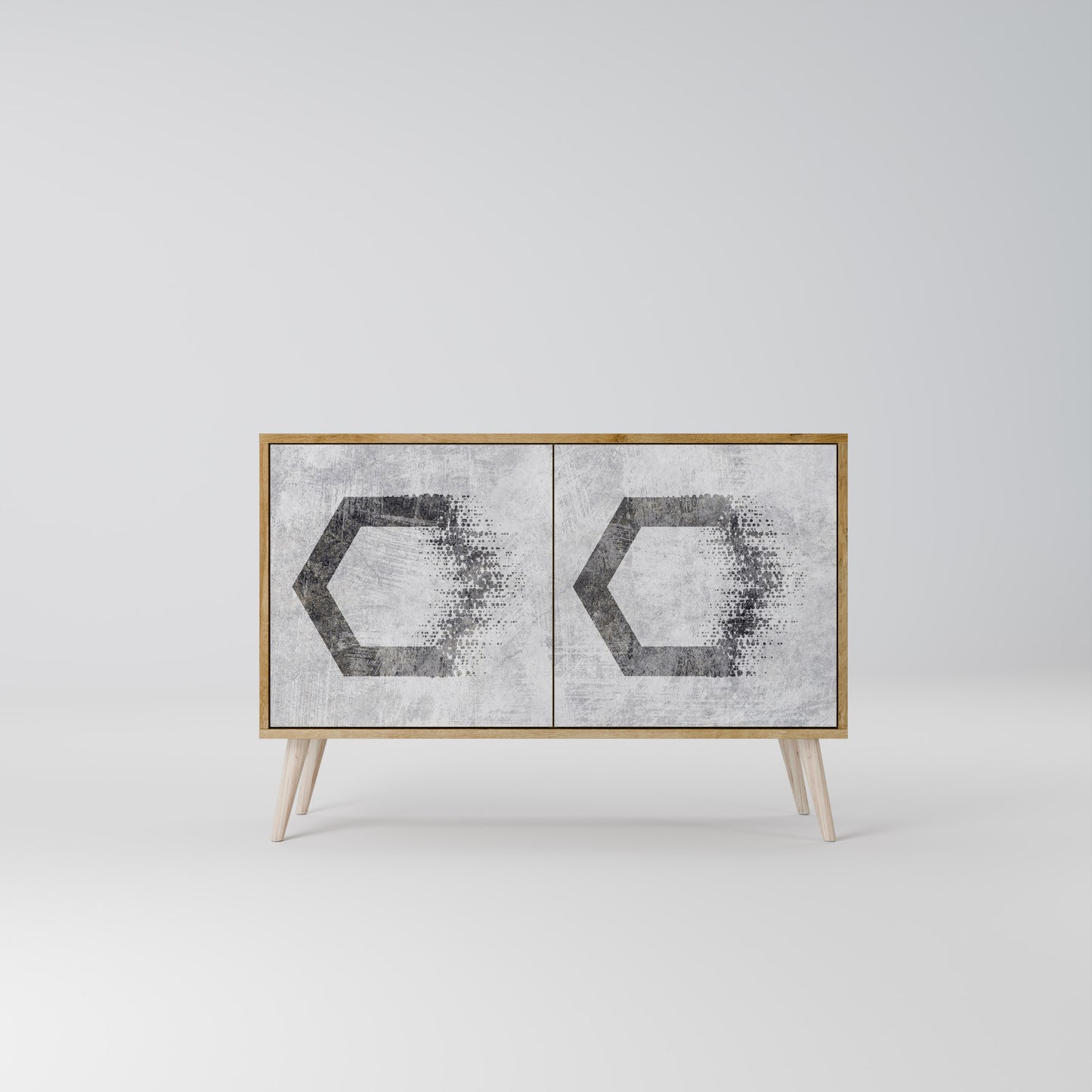 Credenza a 2 ante HEXAGONAL FIGURES in effetto rovere