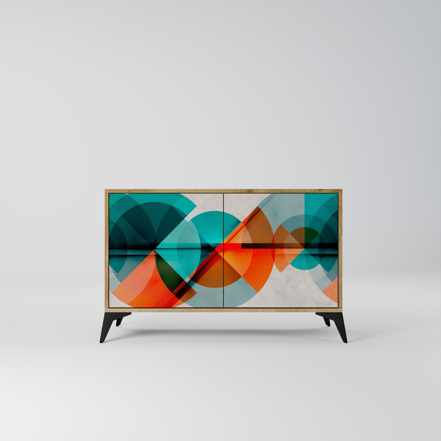Credenza CIRCULAR RHAPSODY a 2 ante in effetto rovere