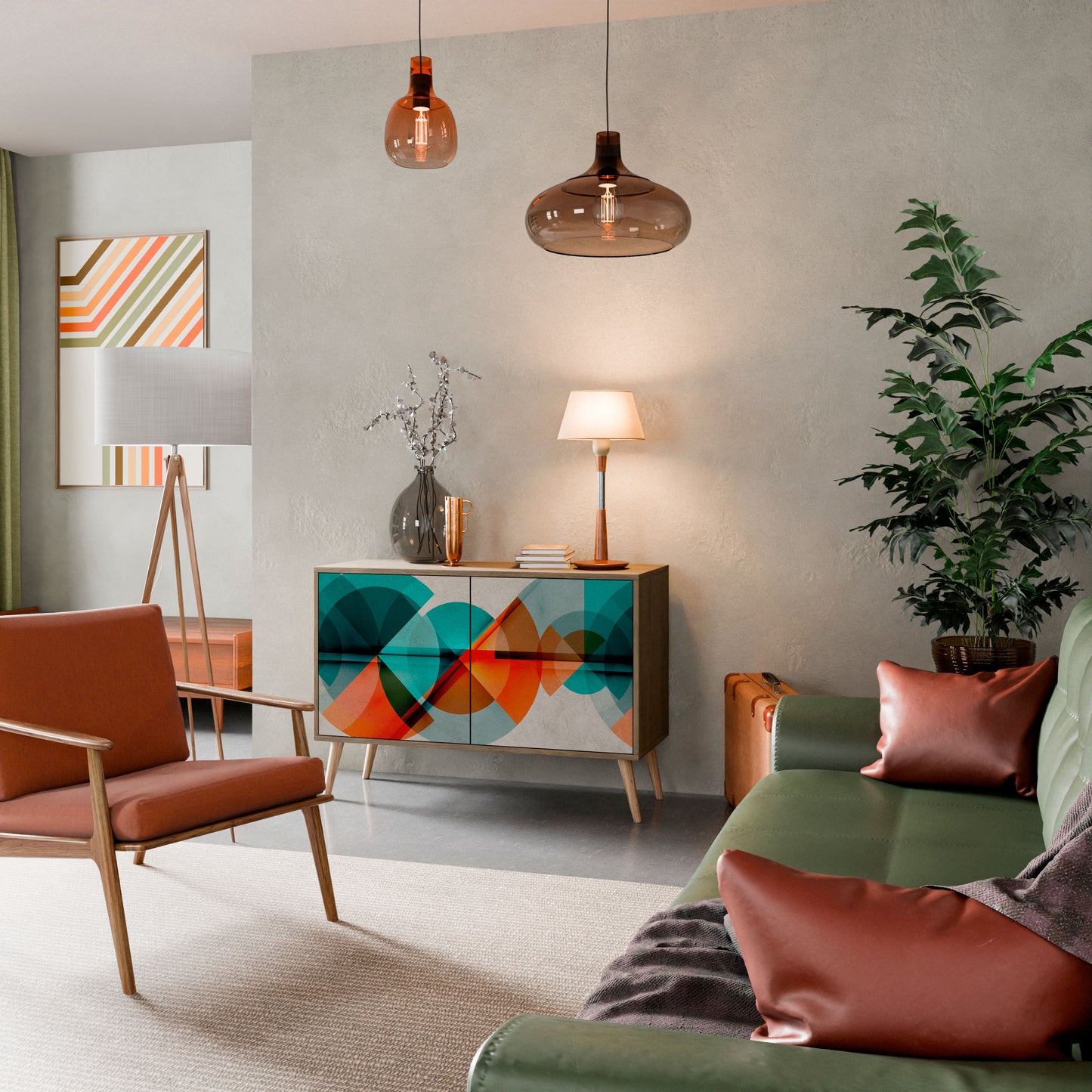 Credenza CIRCULAR RHAPSODY a 2 ante in effetto rovere