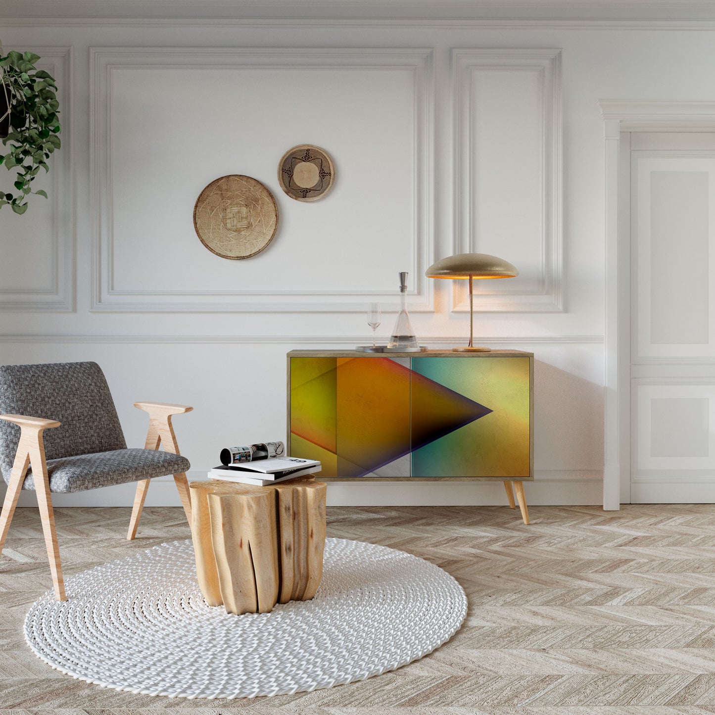 Credenza PIERCING SHARPNESS a 2 ante in effetto rovere
