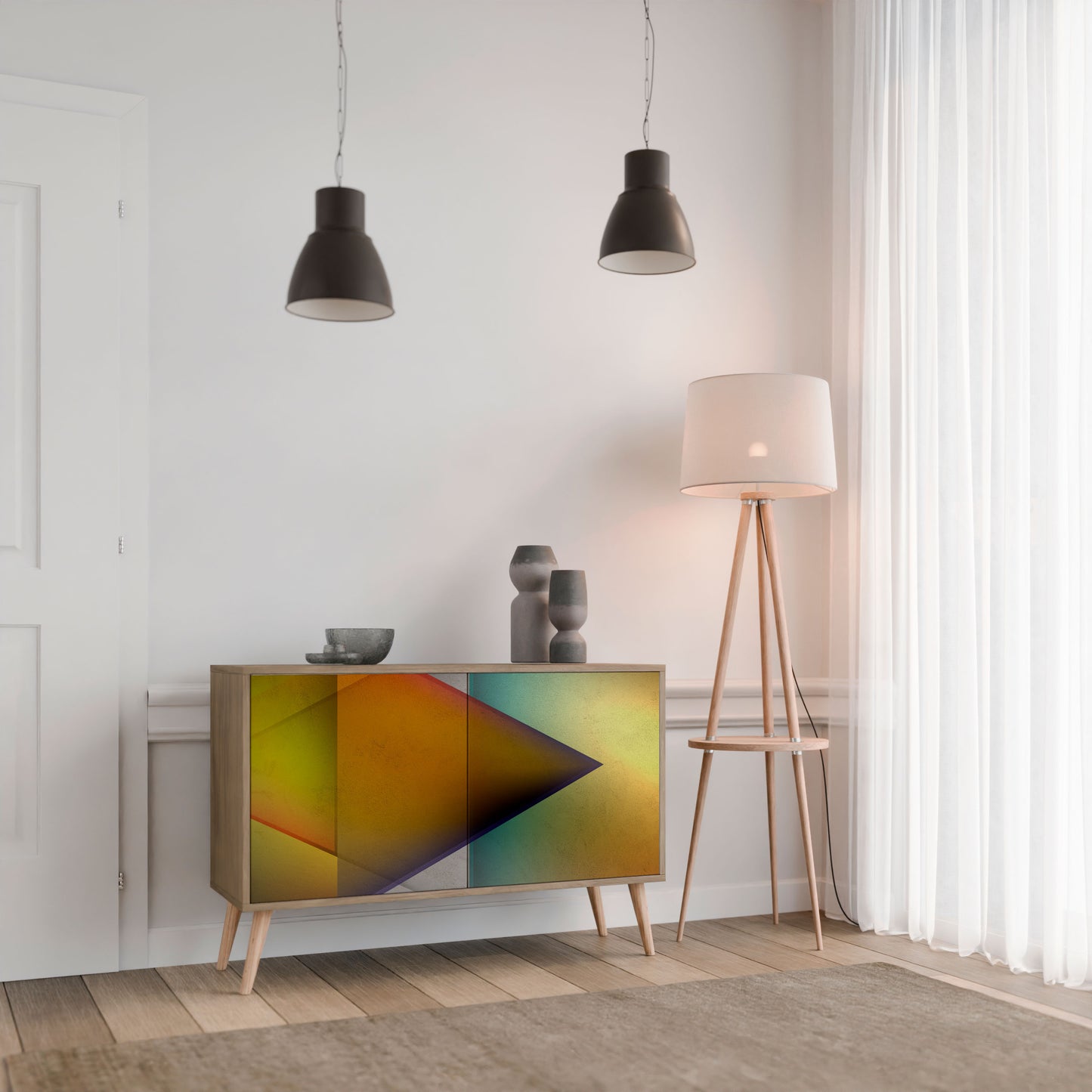 Credenza PIERCING SHARPNESS a 2 ante in effetto rovere