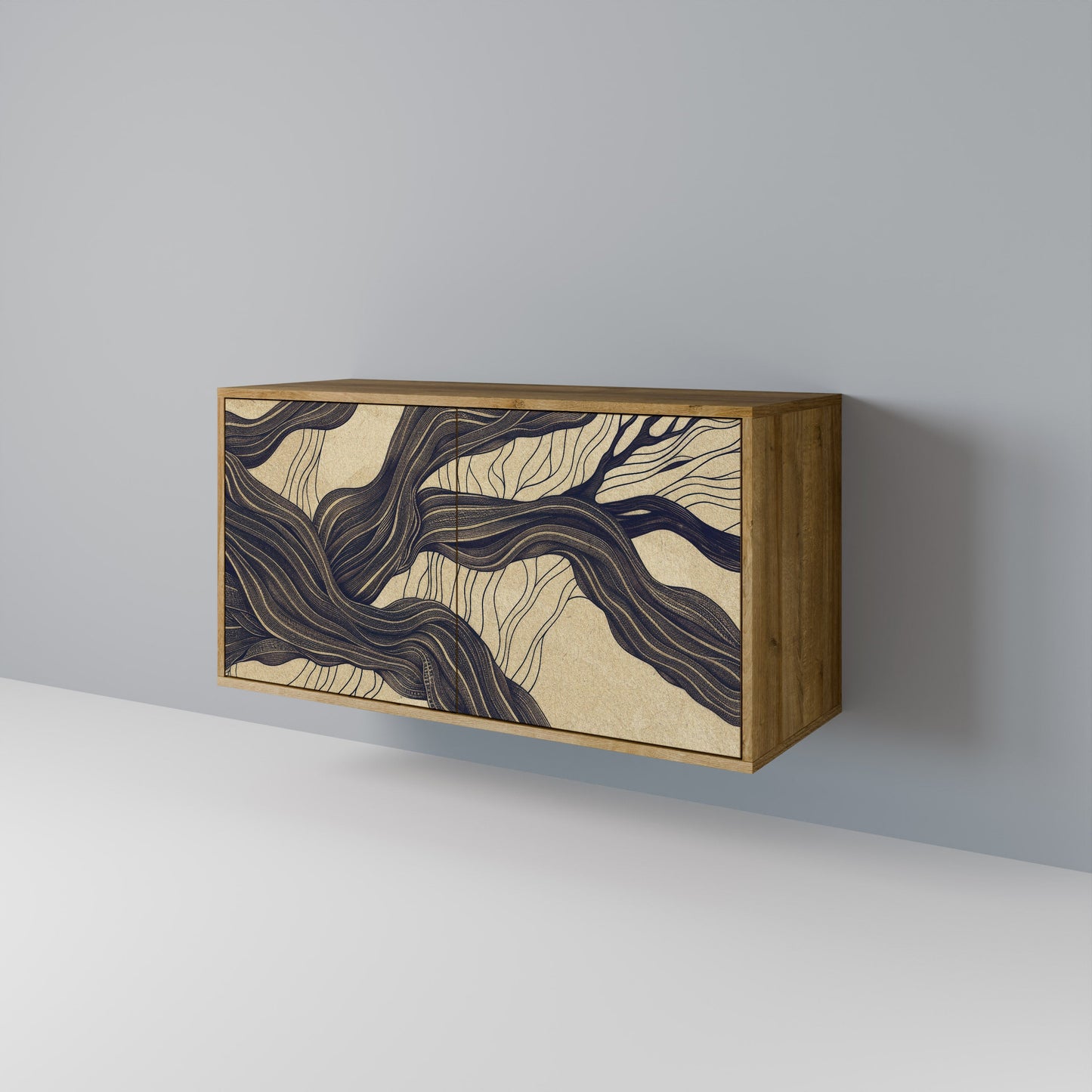 Credenza a 2 ante UNIFIED FRAGMENTS in effetto rovere