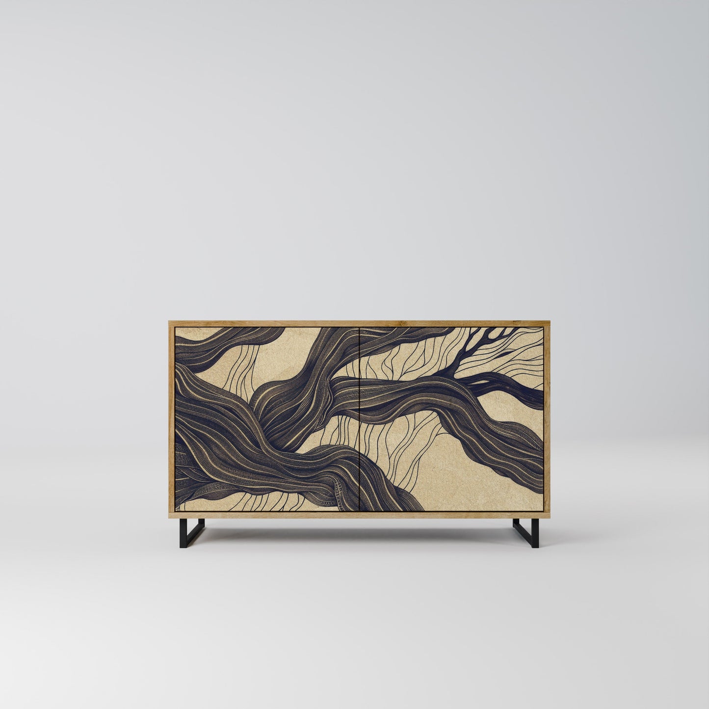 Credenza a 2 ante UNIFIED FRAGMENTS in effetto rovere