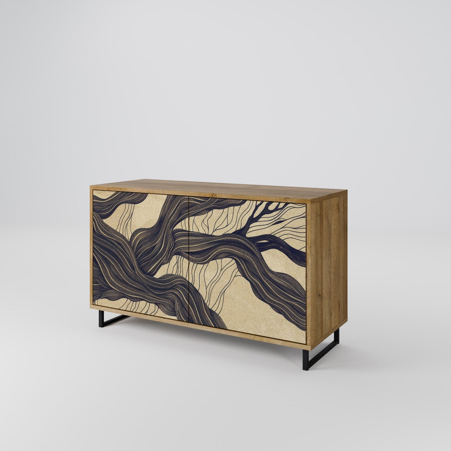 Credenza a 2 ante UNIFIED FRAGMENTS in effetto rovere