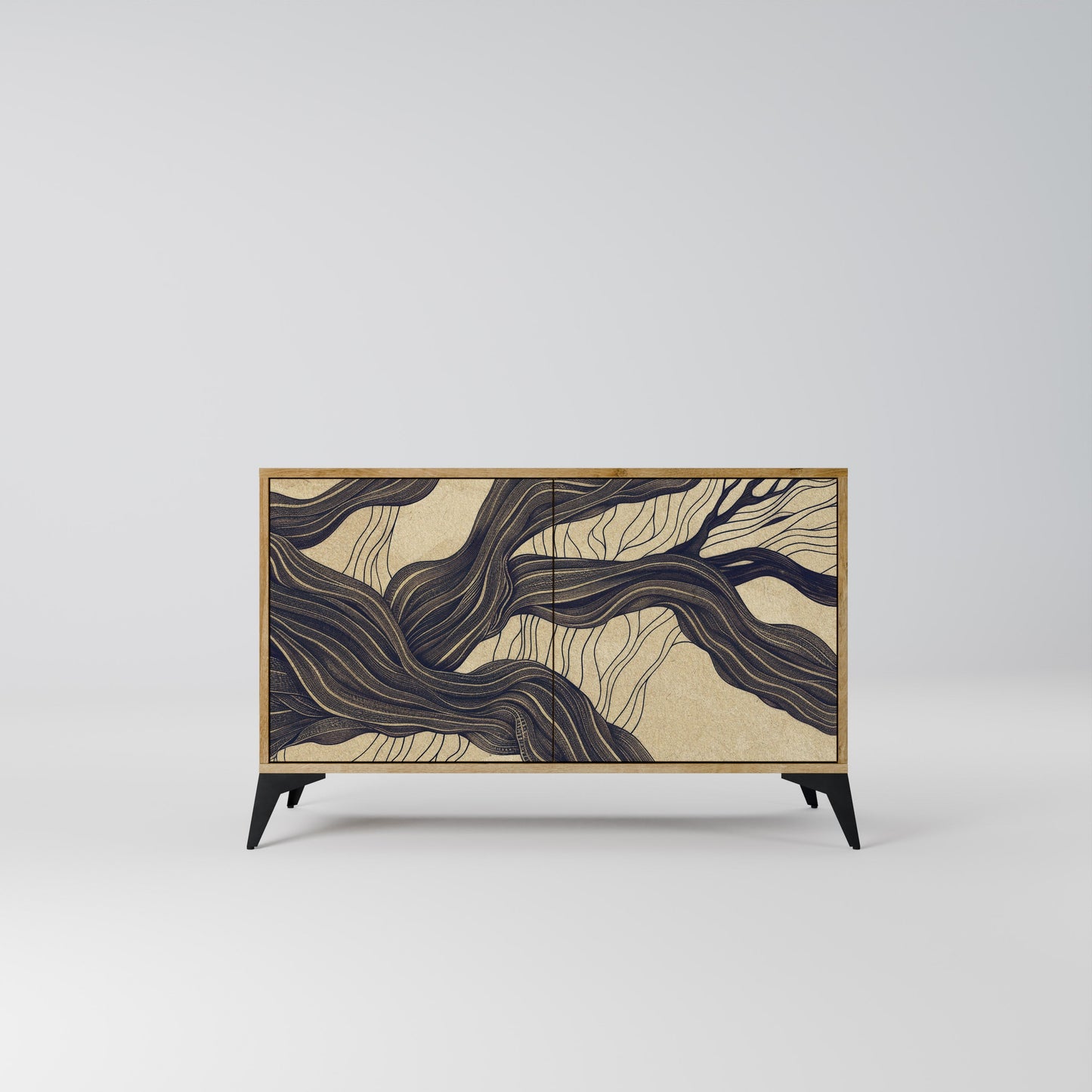Credenza a 2 ante UNIFIED FRAGMENTS in effetto rovere