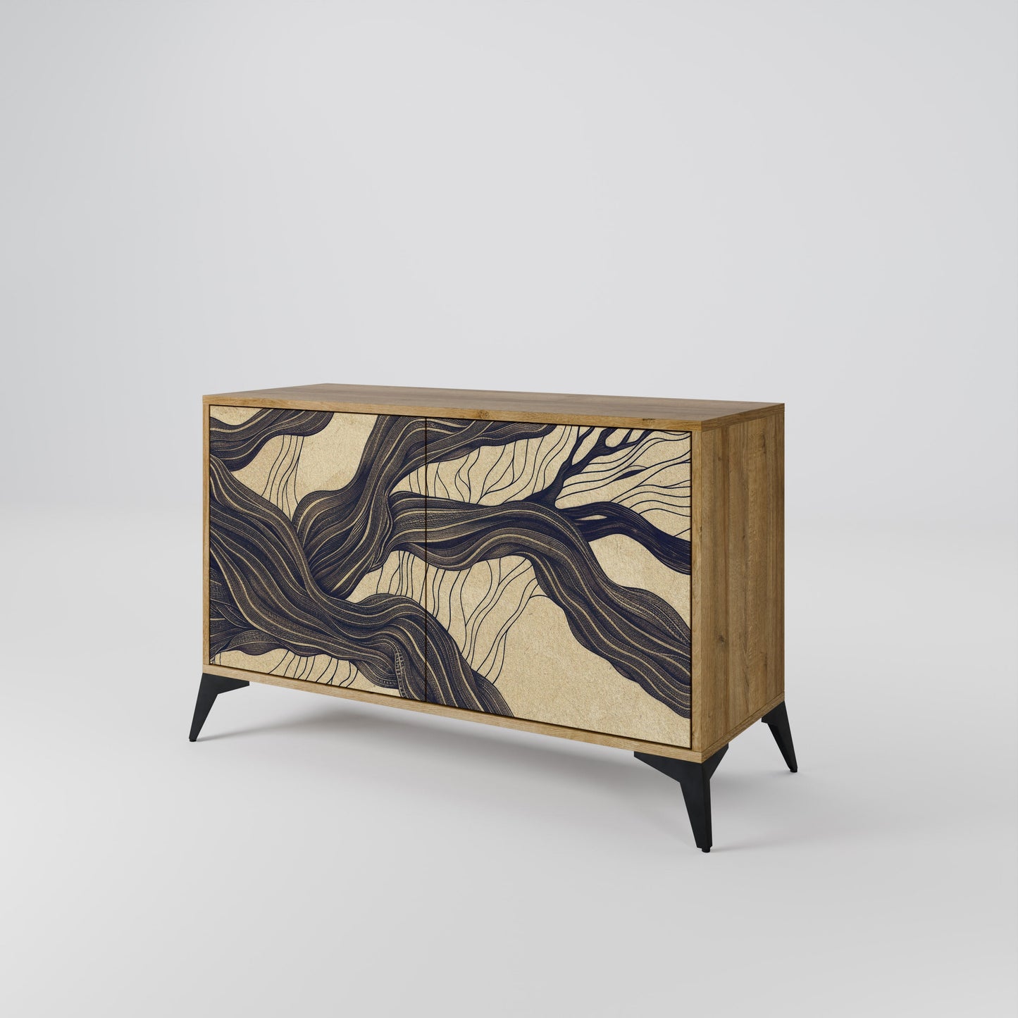 Credenza a 2 ante UNIFIED FRAGMENTS in effetto rovere