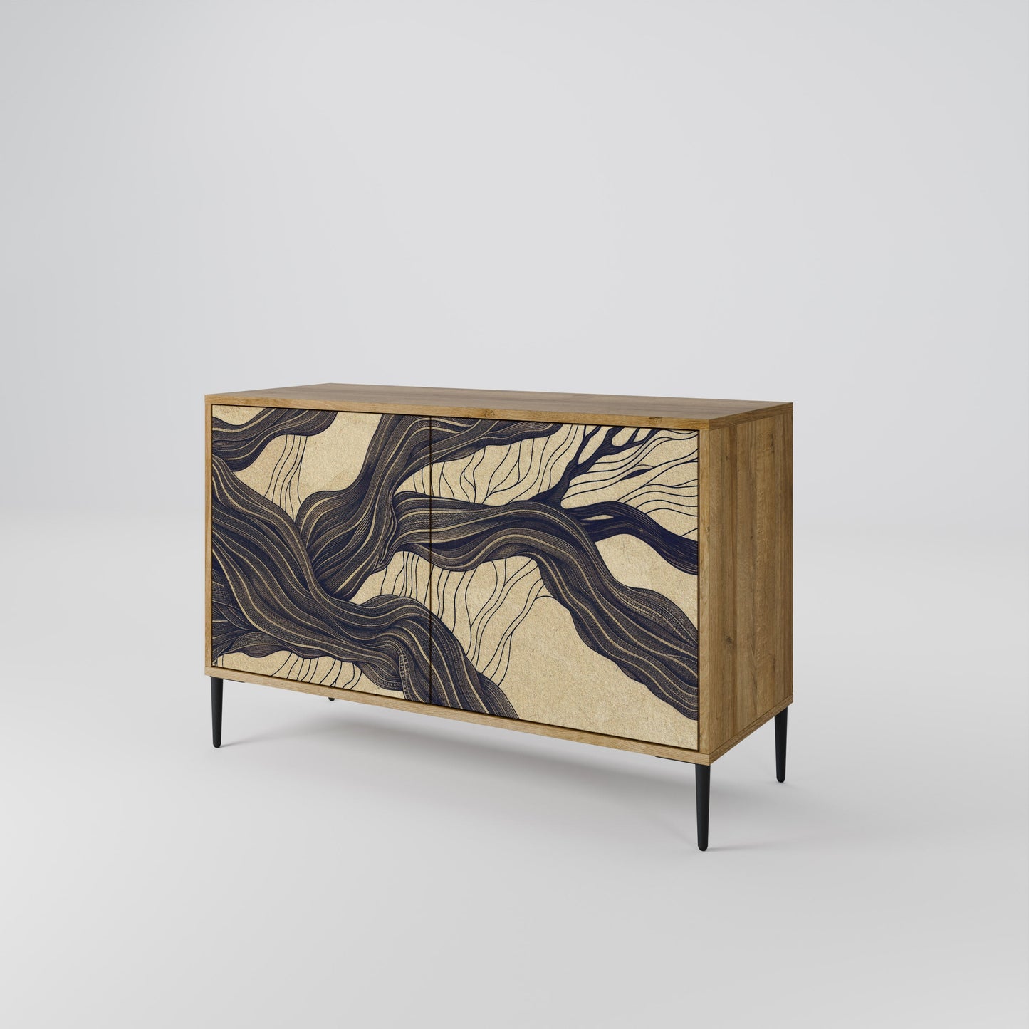 Credenza a 2 ante UNIFIED FRAGMENTS in effetto rovere