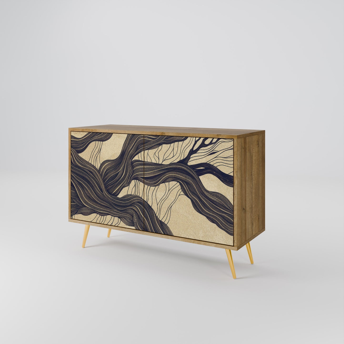 Credenza a 2 ante UNIFIED FRAGMENTS in effetto rovere