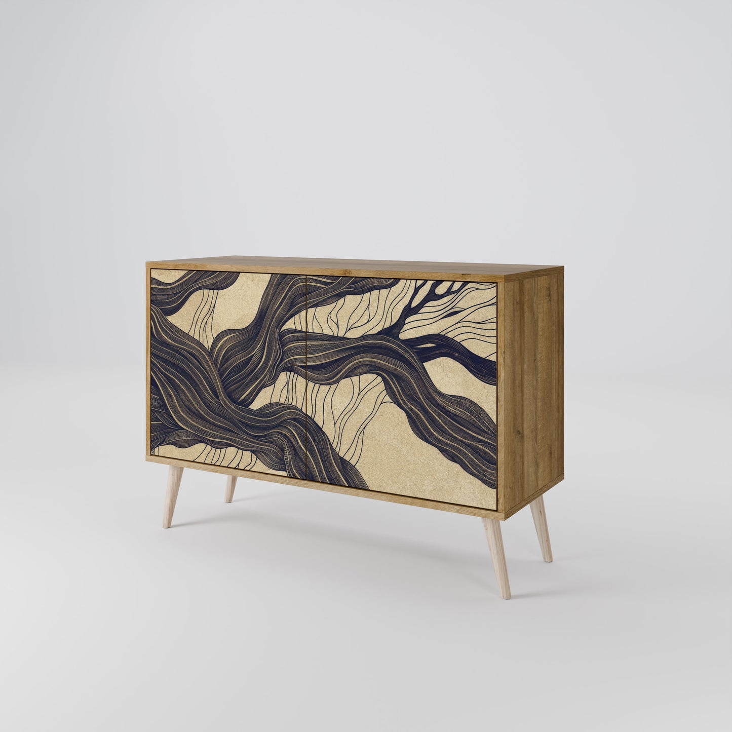 Credenza a 2 ante UNIFIED FRAGMENTS in effetto rovere