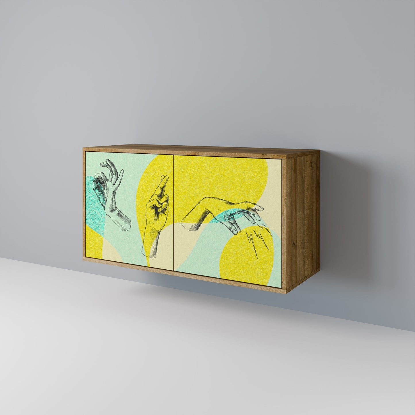BODY LANGUAGE Credenza a 2 ante in effetto rovere