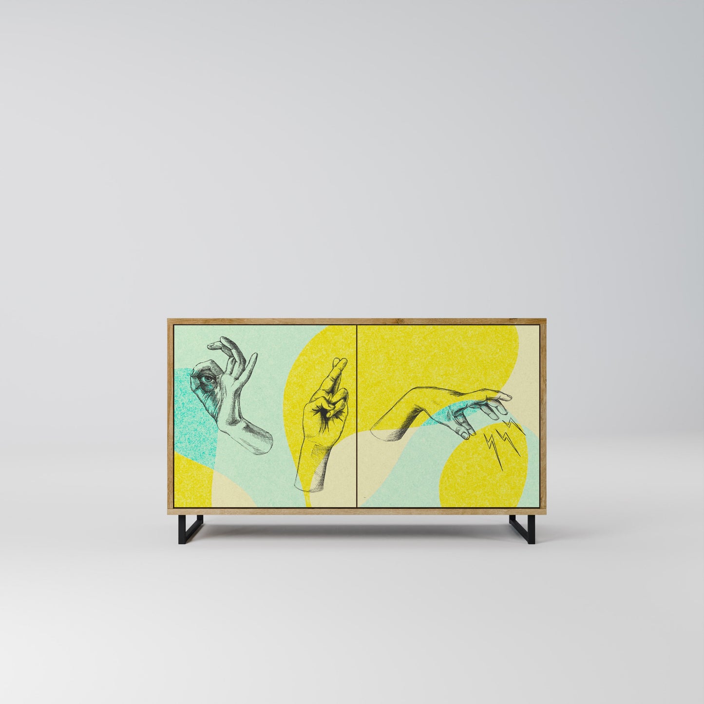 BODY LANGUAGE Credenza a 2 ante in effetto rovere