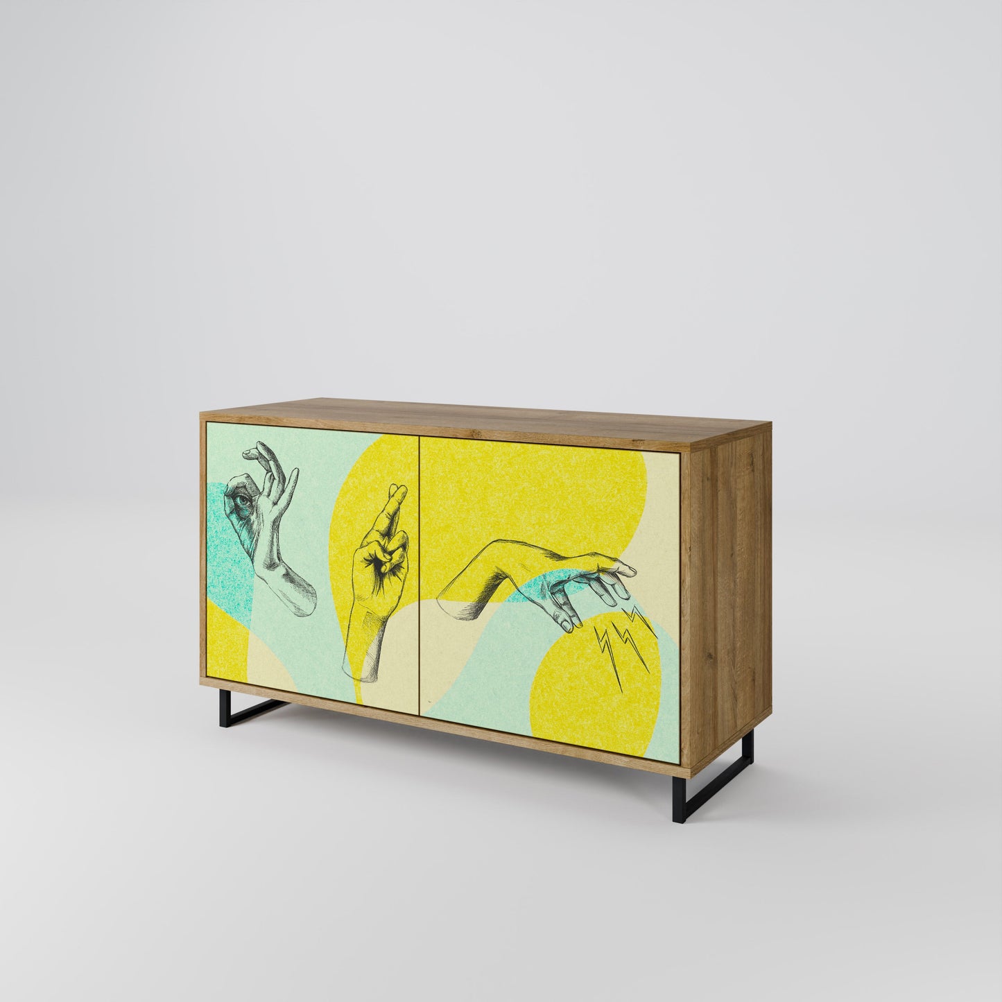 BODY LANGUAGE Credenza a 2 ante in effetto rovere