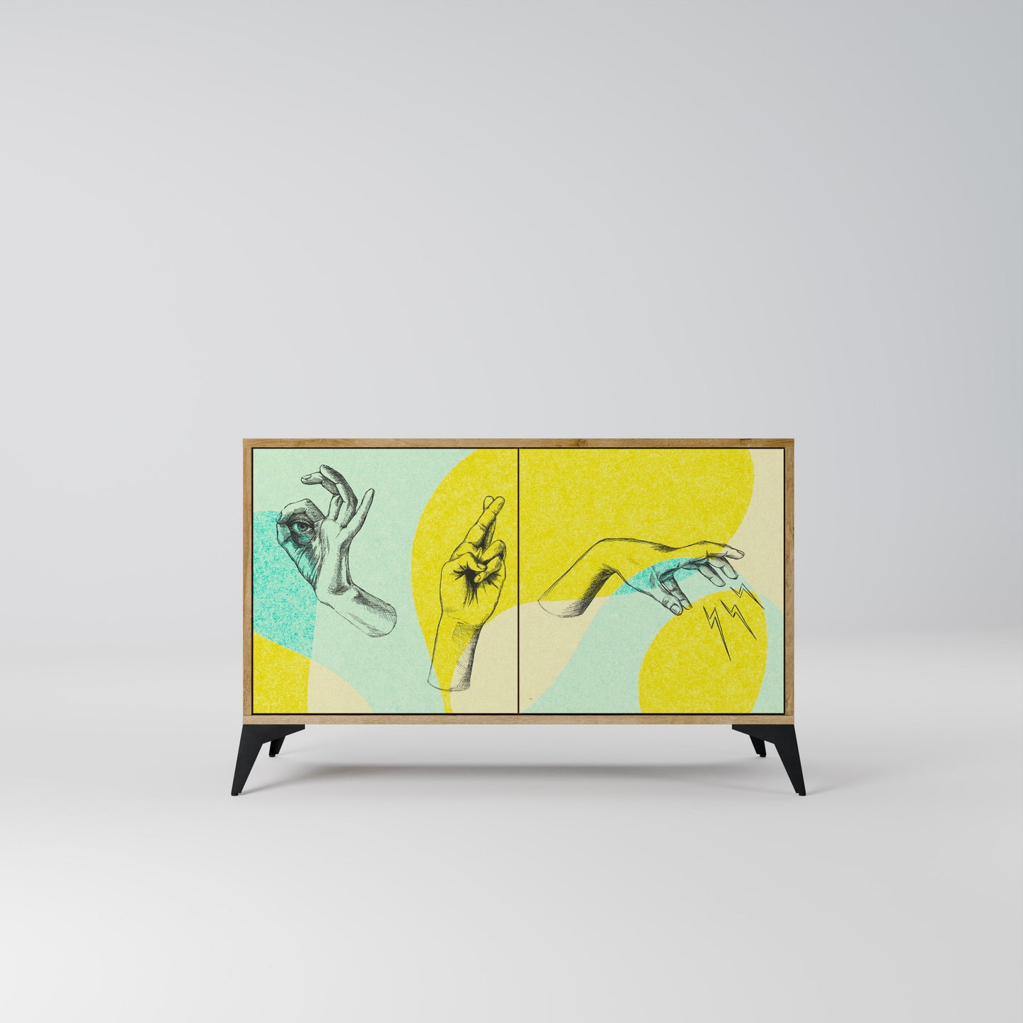 BODY LANGUAGE Credenza a 2 ante in effetto rovere